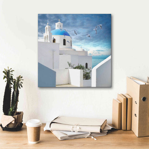 Image of 'Grecianblue One' by Steve Hunziker Giclee Canvas Wall Art,18 x 18