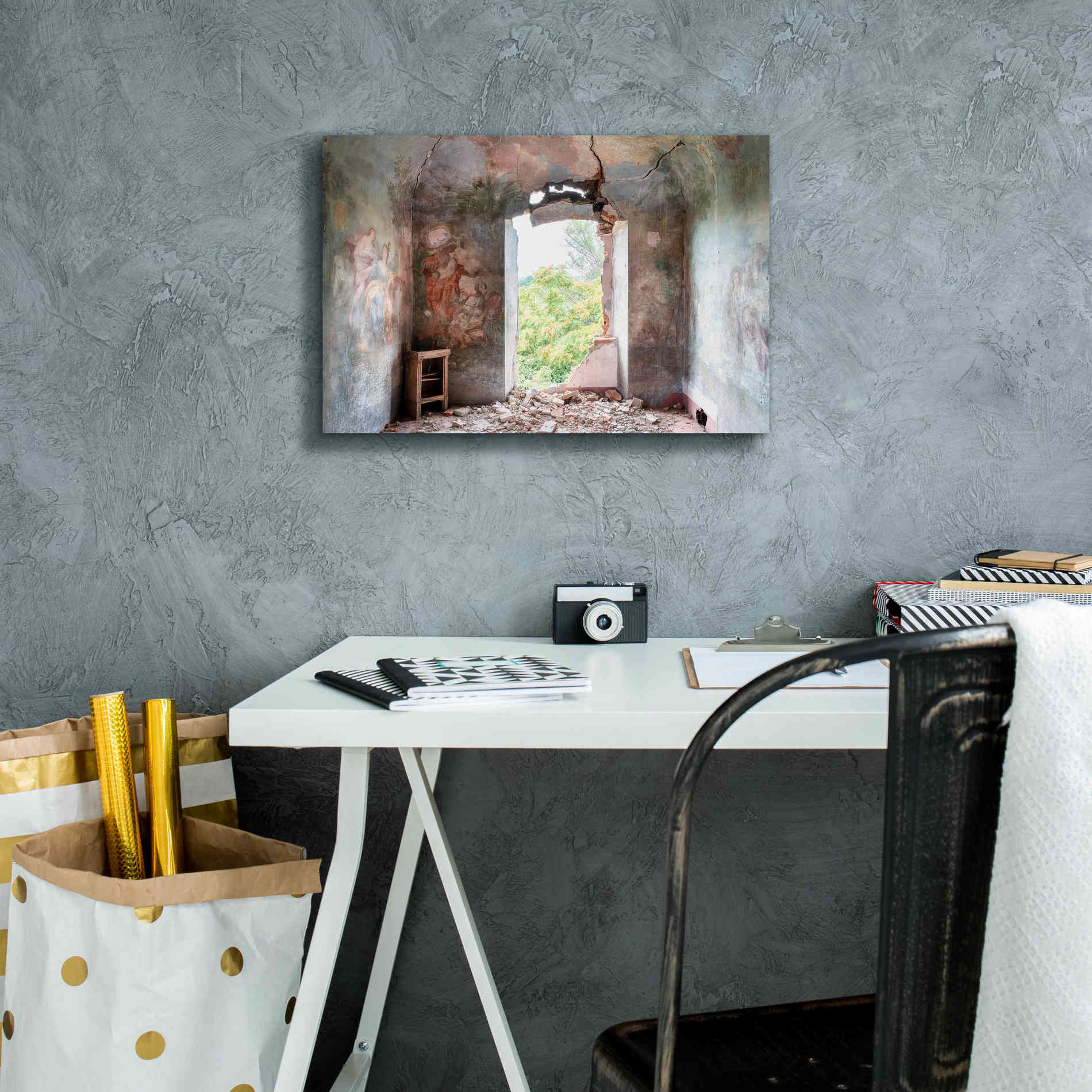 'Crack In The Wall' by Roman Robroek Giclee Canvas Wall Art,18 x 12