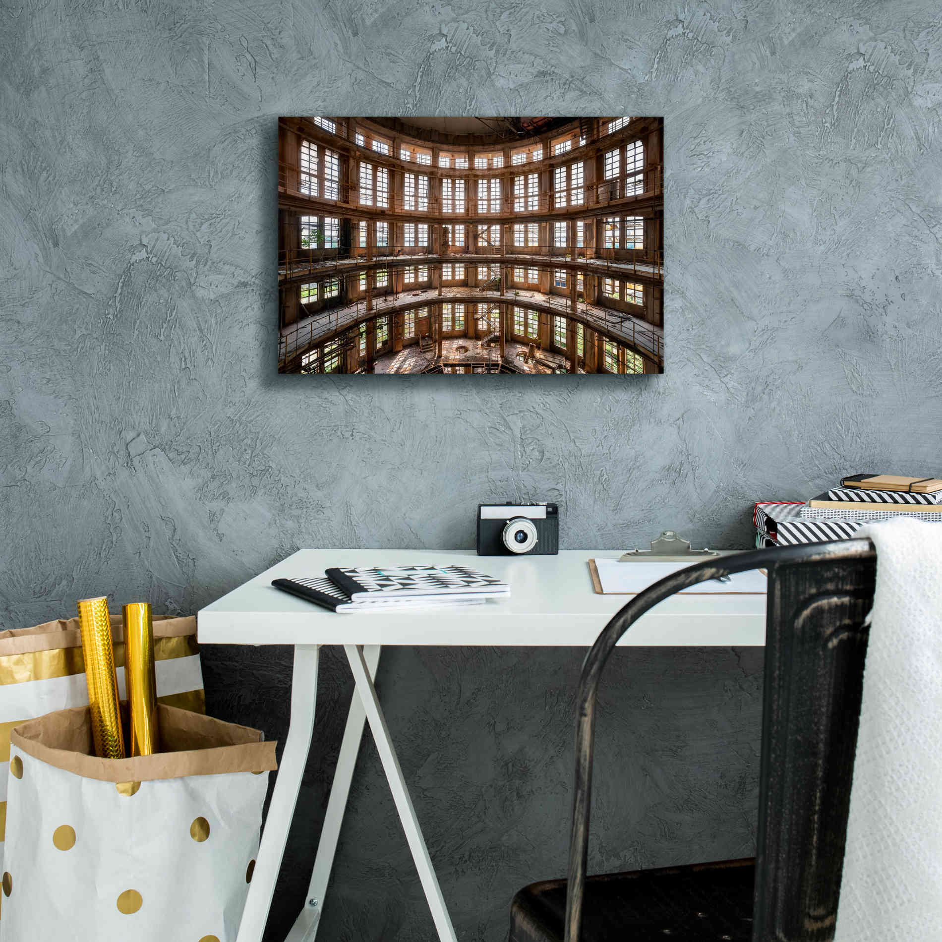 'Industrial Tower' by Roman Robroek Giclee Canvas Wall Art,18 x 12