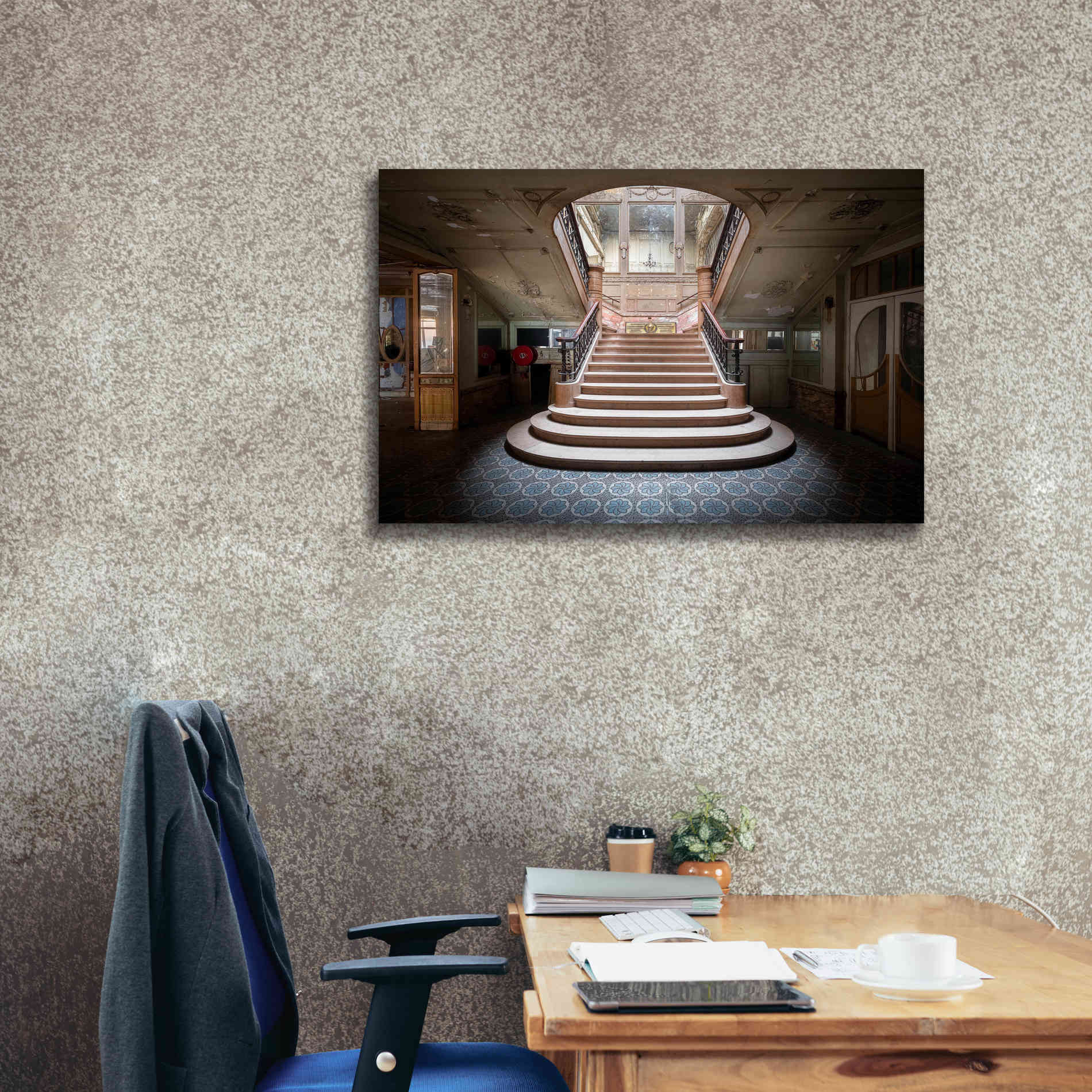 'Elegant Stairs Dark' by Roman Robroek Giclee Canvas Wall Art,40 x 26