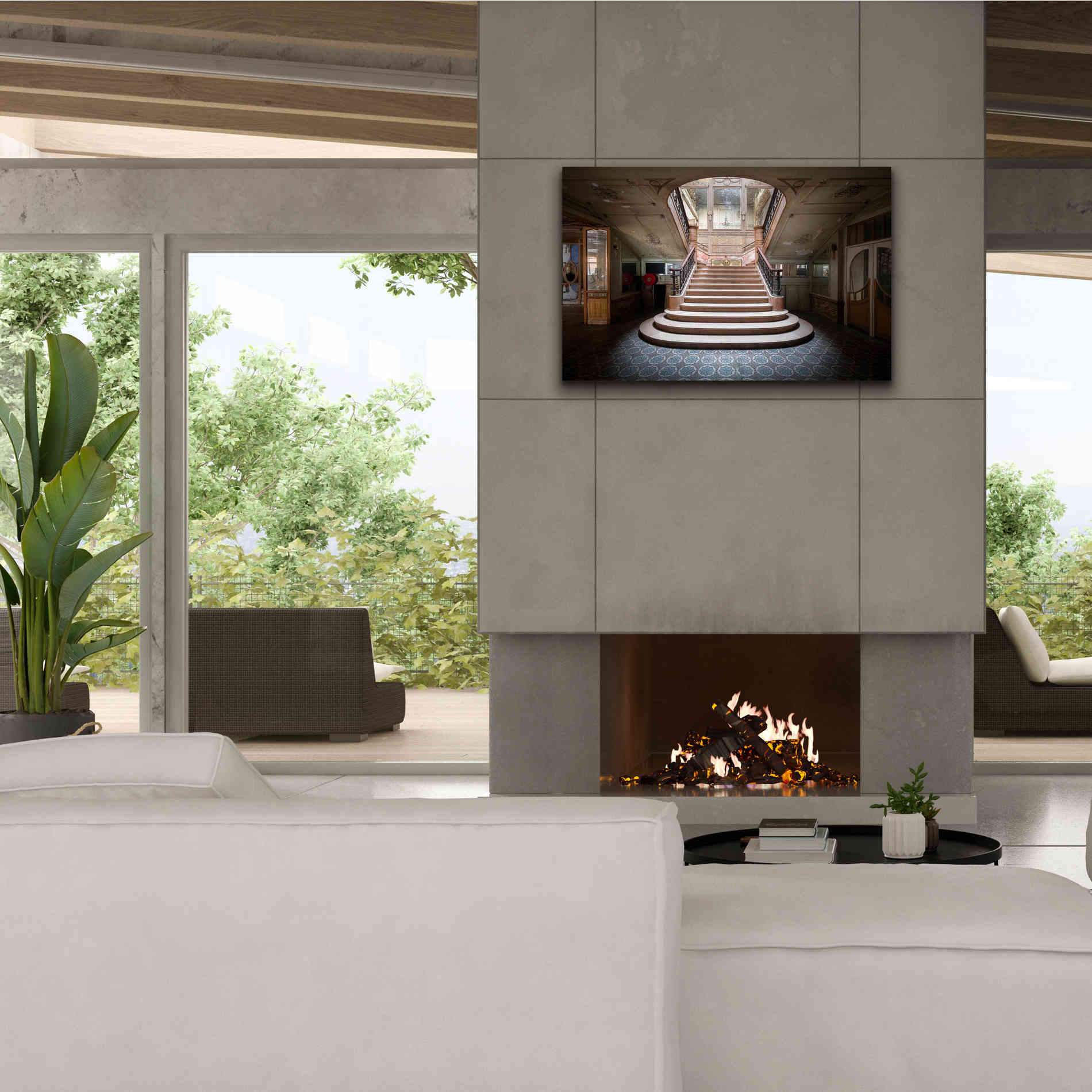 'Elegant Stairs Dark' by Roman Robroek Giclee Canvas Wall Art,40 x 26
