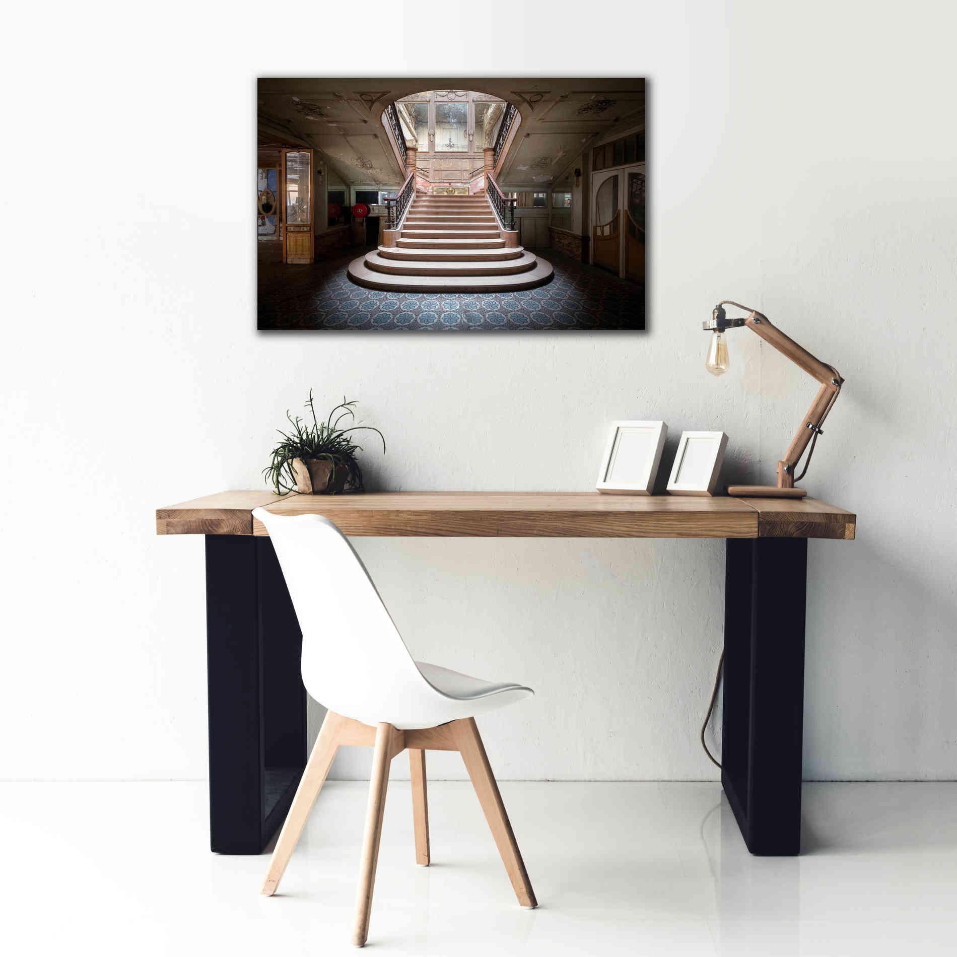 'Elegant Stairs Dark' by Roman Robroek Giclee Canvas Wall Art,40 x 26
