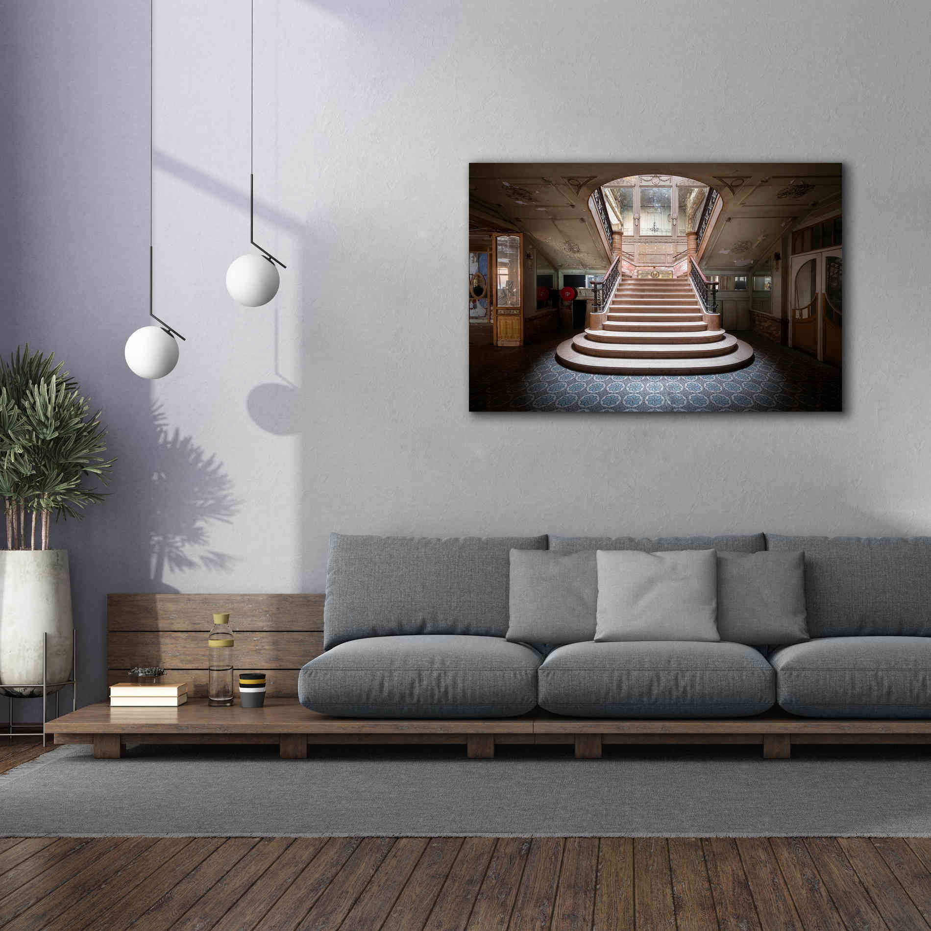 'Elegant Stairs Dark' by Roman Robroek Giclee Canvas Wall Art,60 x 40