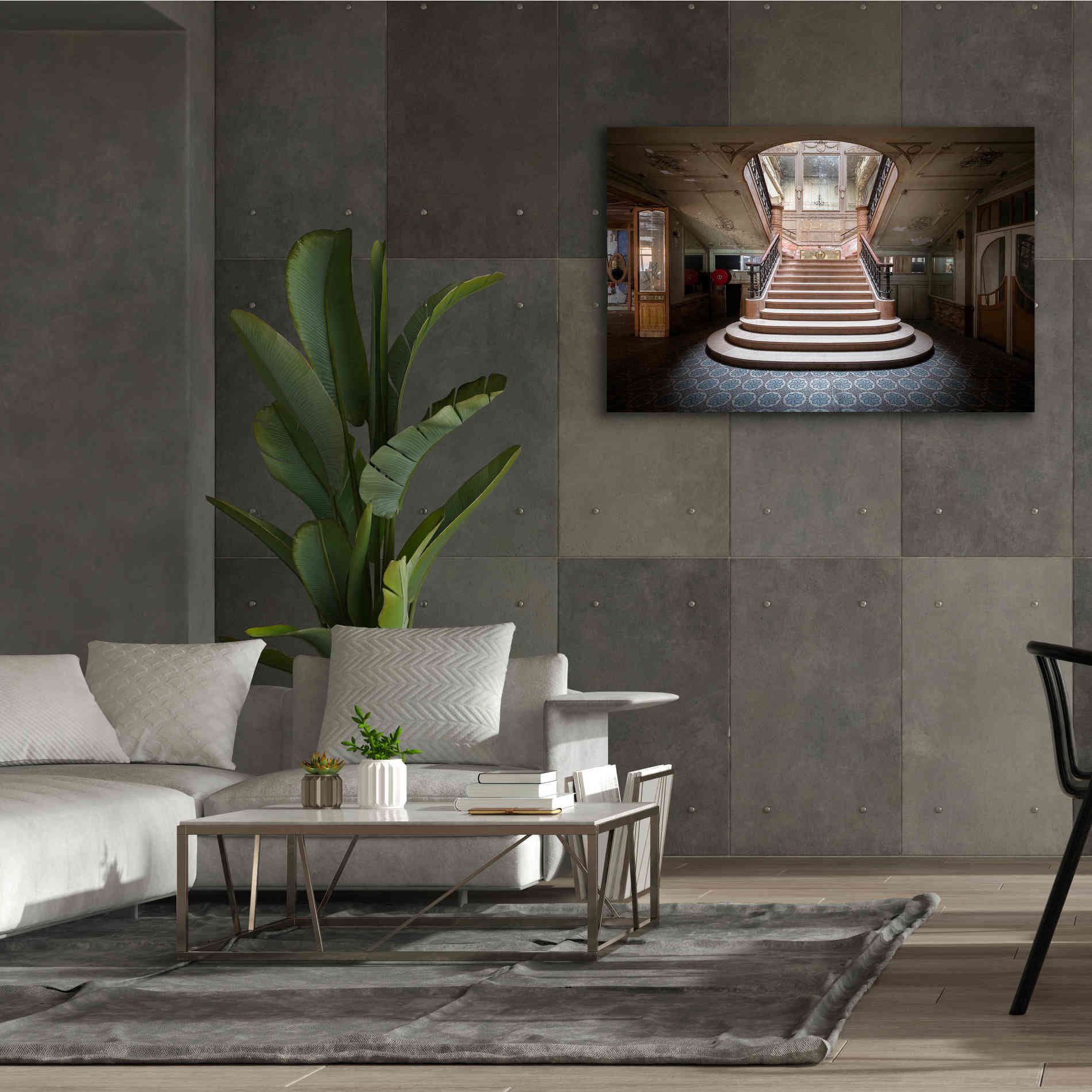 'Elegant Stairs Dark' by Roman Robroek Giclee Canvas Wall Art,60 x 40
