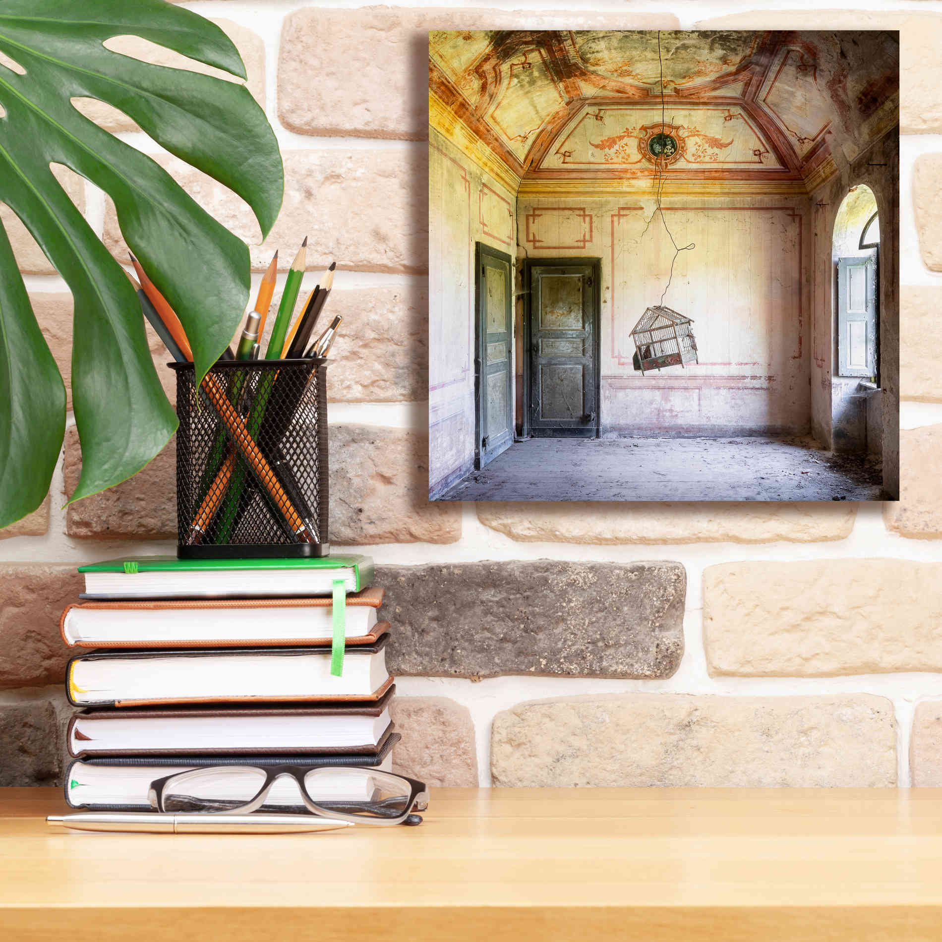 'Bird Cage' by Roman Robroek Giclee Canvas Wall Art,12 x 12