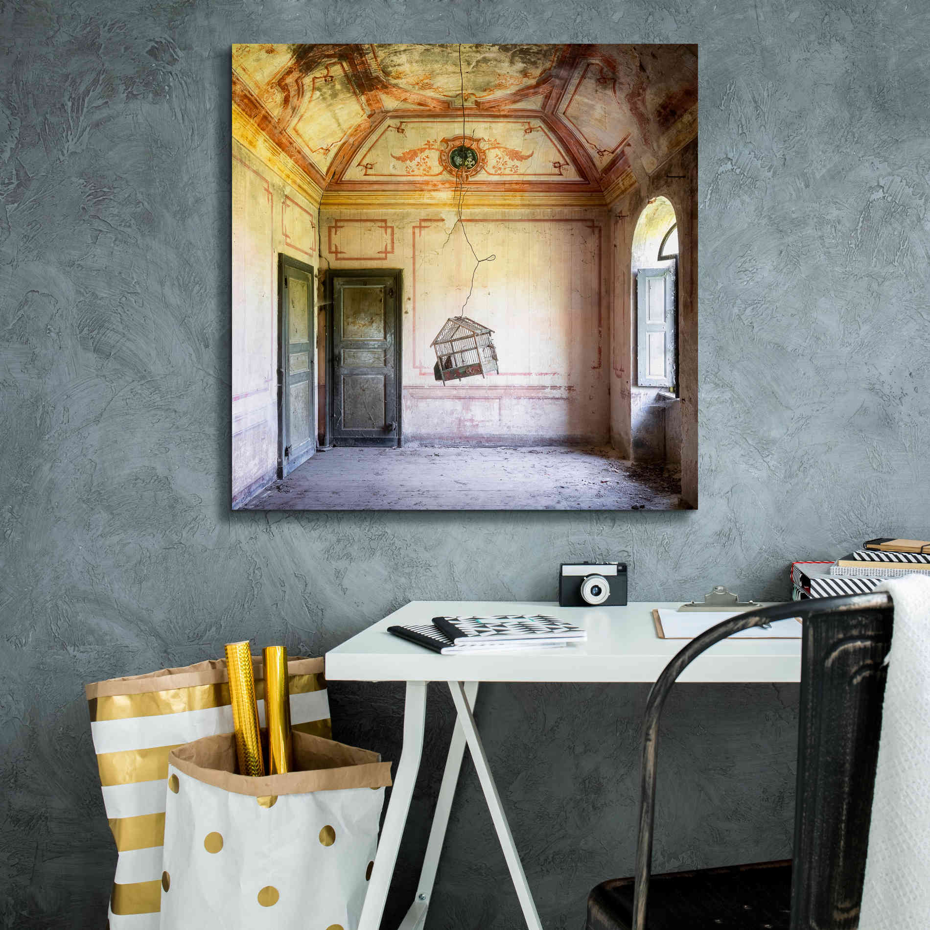 'Bird Cage' by Roman Robroek Giclee Canvas Wall Art,26 x 26