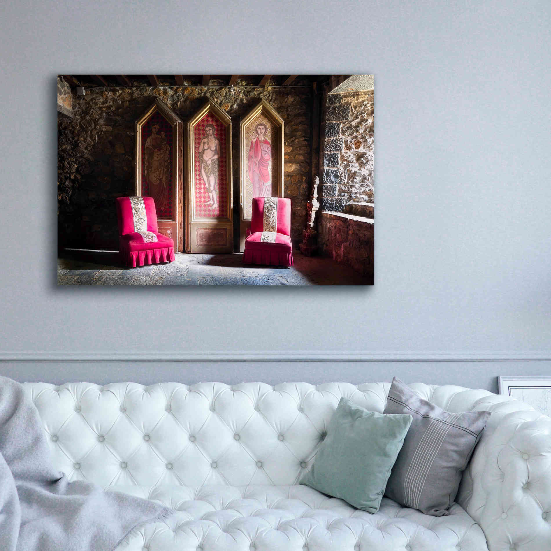 'Colorful Chairs' by Roman Robroek Giclee Canvas Wall Art,60 x 40