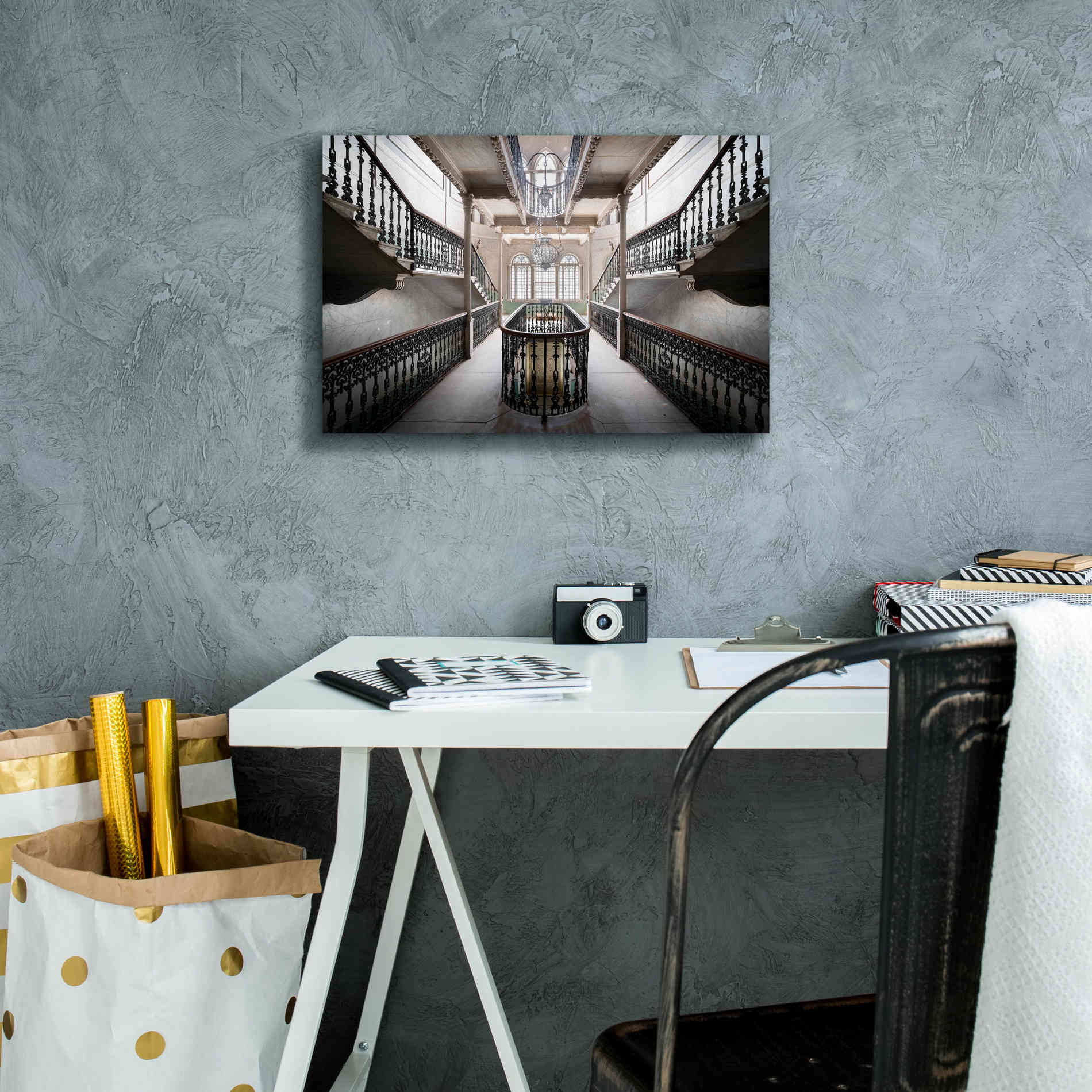 'Elegant Stairs' by Roman Robroek Giclee Canvas Wall Art,18 x 12