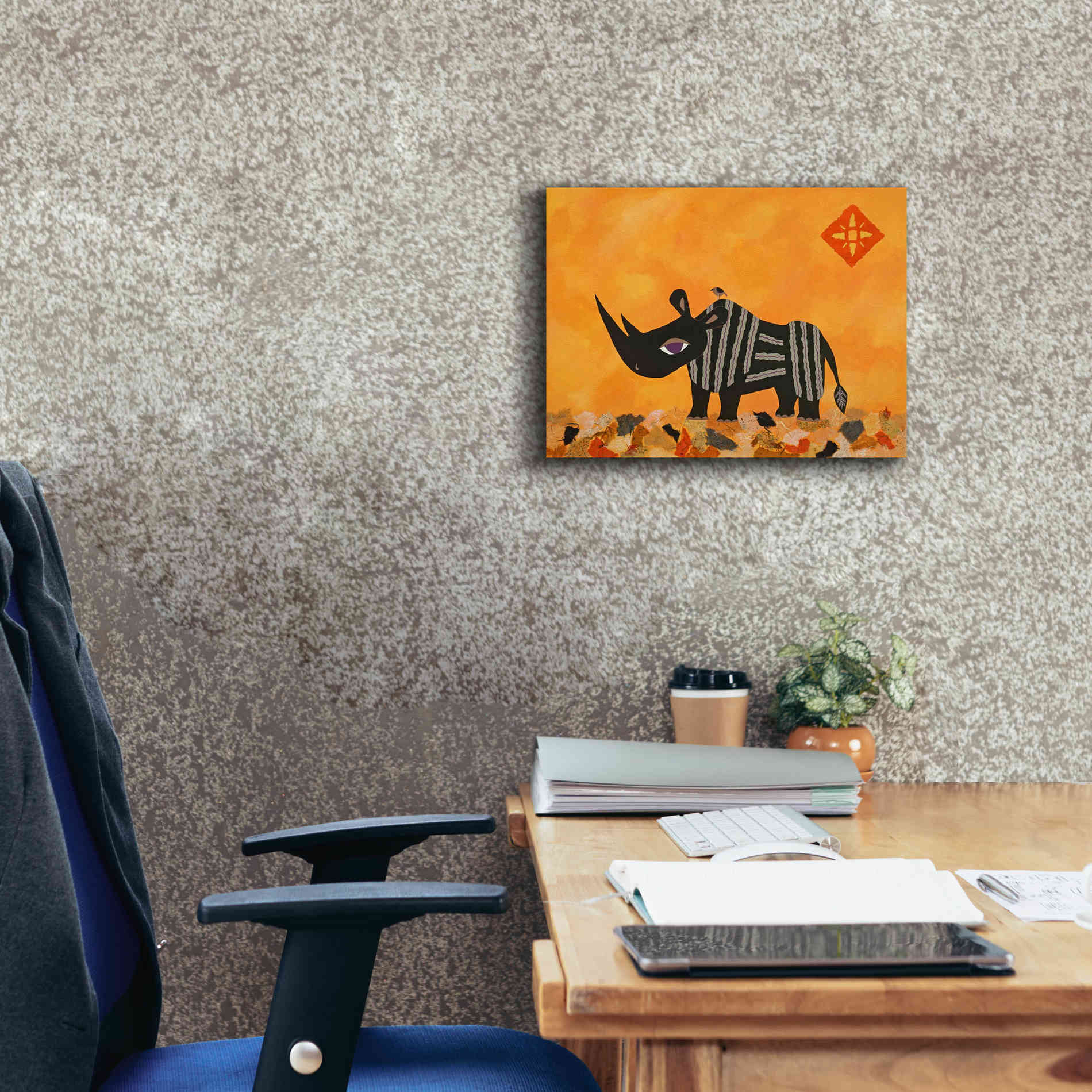 'Rhino with Summer Sky by Casey Craig Giclee Canvas Wall Art,16 x 12