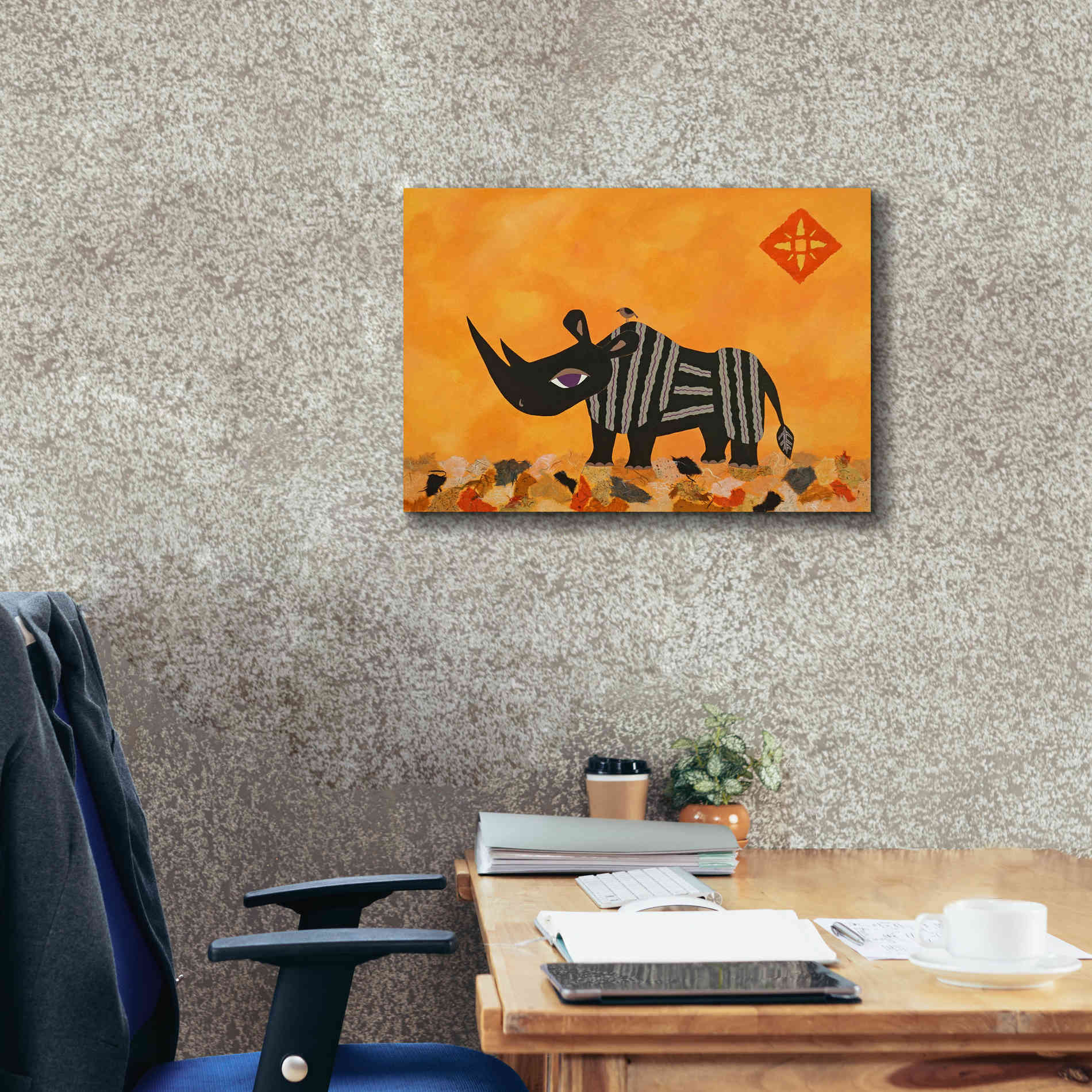 'Rhino with Summer Sky by Casey Craig Giclee Canvas Wall Art,26 x 18