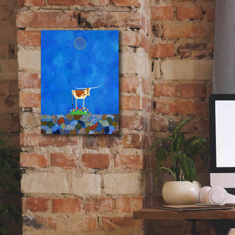 Image of 'Longhorn on Wildflower Hill by Casey Craig Giclee Canvas Wall Art,12 x 16
