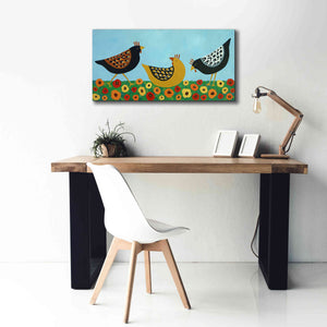 'Hens and Poppies by Casey Craig Giclee Canvas Wall Art,40 x 20