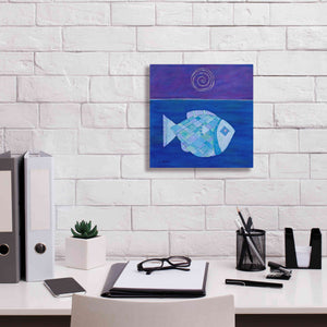 'Fish with Spiral Moon by Casey Craig Giclee Canvas Wall Art,12 x 12