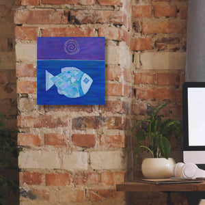 'Fish with Spiral Moon by Casey Craig Giclee Canvas Wall Art,12 x 12