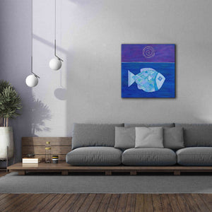 'Fish with Spiral Moon by Casey Craig Giclee Canvas Wall Art,37 x 37