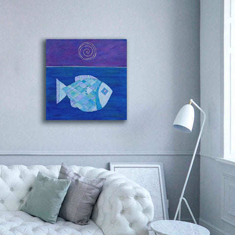 Image of 'Fish with Spiral Moon by Casey Craig Giclee Canvas Wall Art,37 x 37