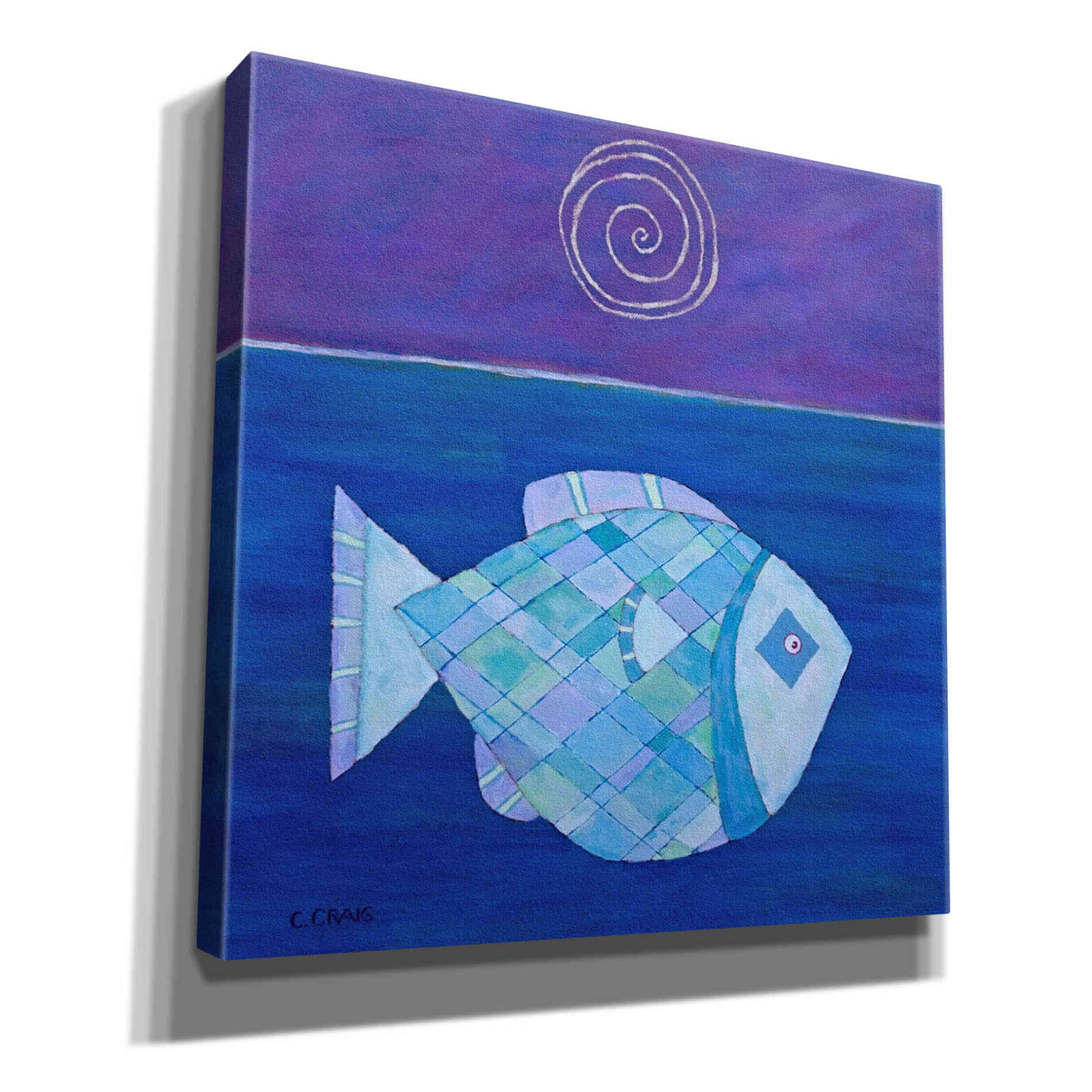 'Fish with Spiral Moon by Casey Craig Giclee Canvas Wall Art