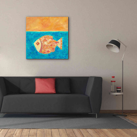 Image of 'Fish with Spiral Sun by Casey Craig Giclee Canvas Wall Art,37 x 37