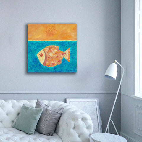 Image of 'Fish with Spiral Sun by Casey Craig Giclee Canvas Wall Art,37 x 37