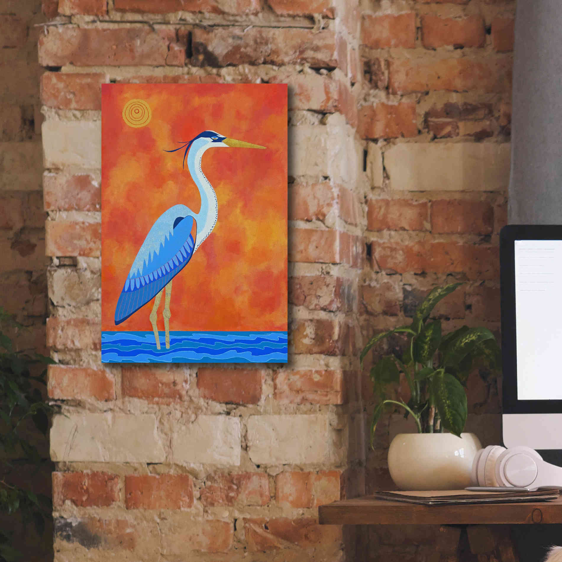 'Blue Heron by Casey Craig Giclee Canvas Wall Art,12 x 18