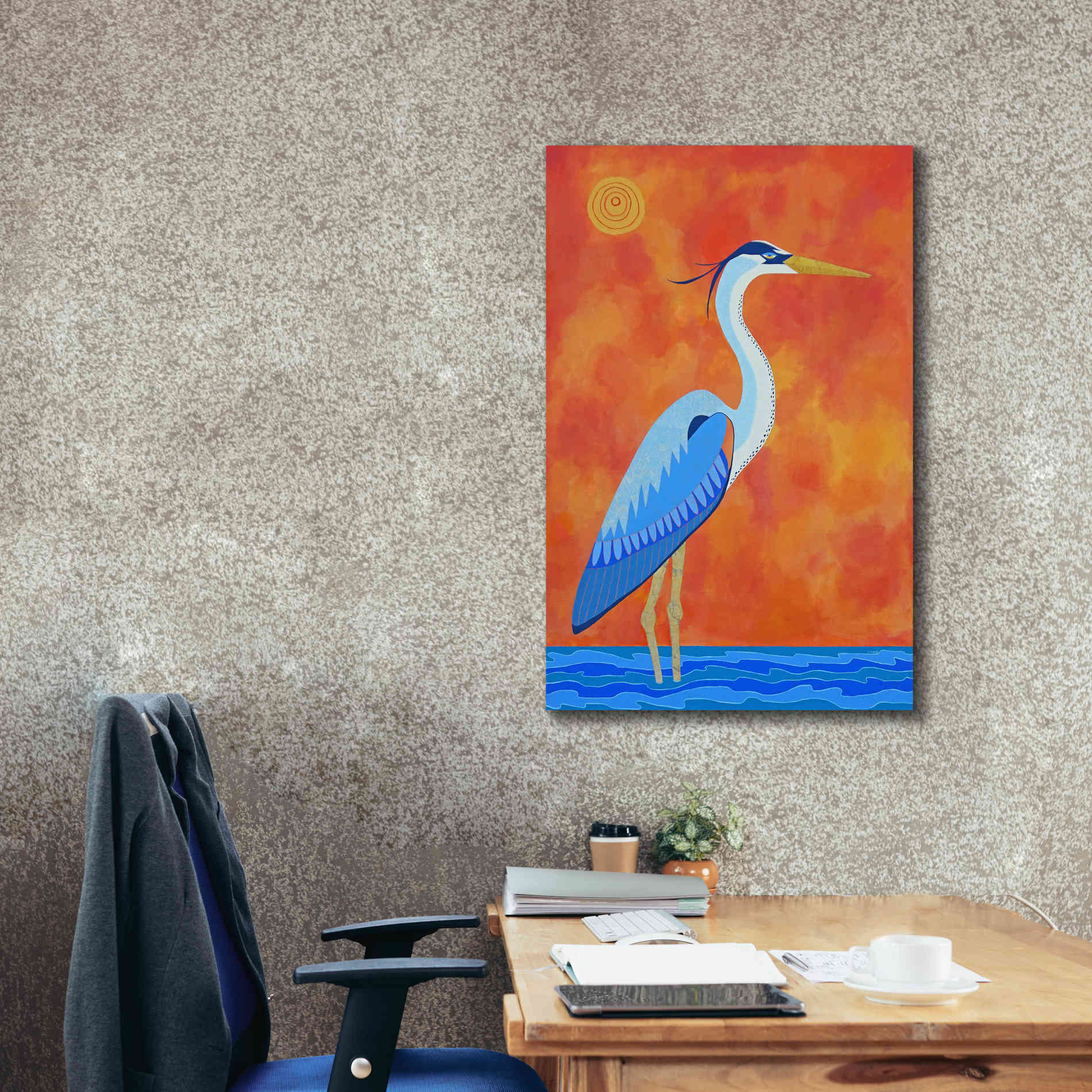 'Blue Heron by Casey Craig Giclee Canvas Wall Art,26 x 40