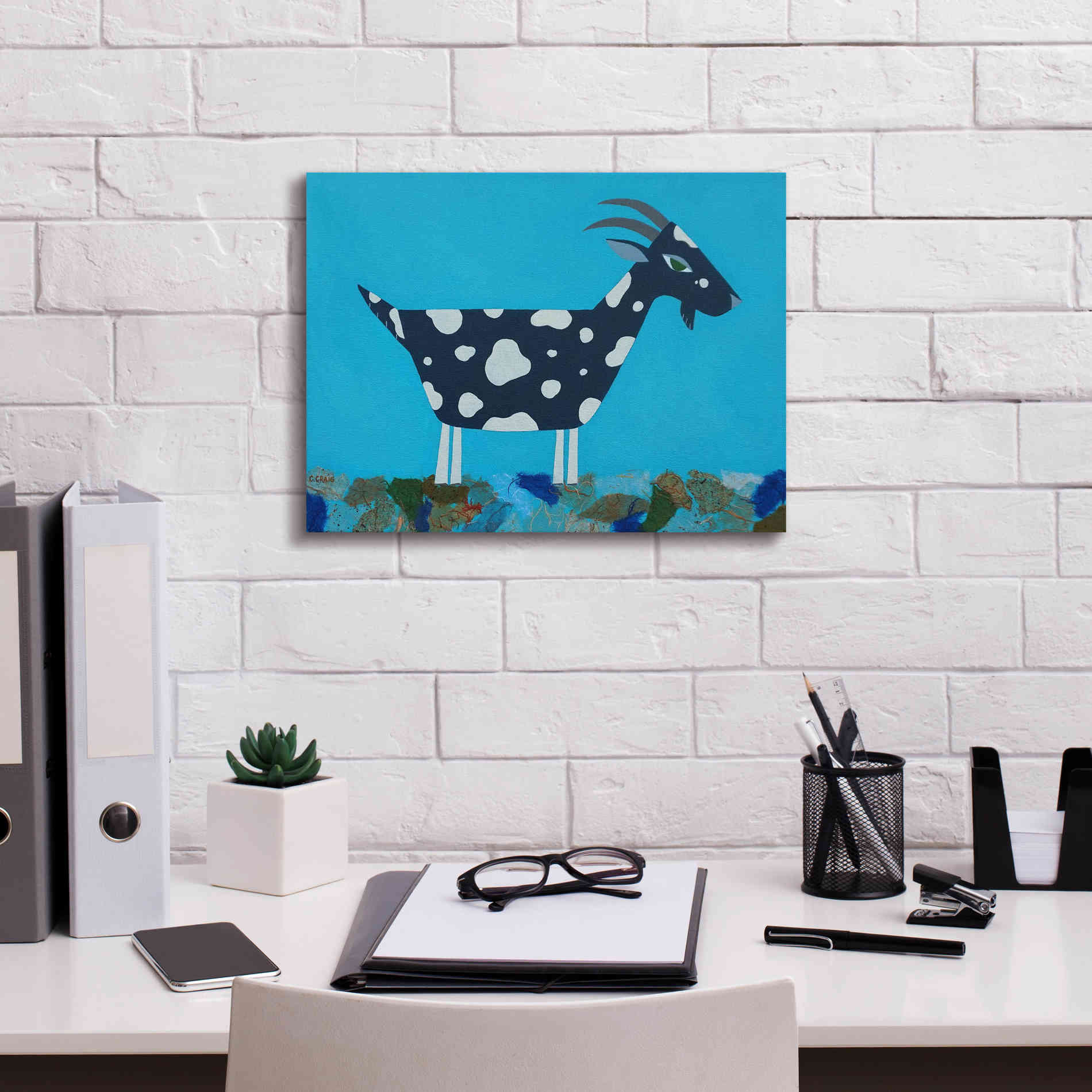 'Fergus The Goat by Casey Craig Giclee Canvas Wall Art,16 x 12