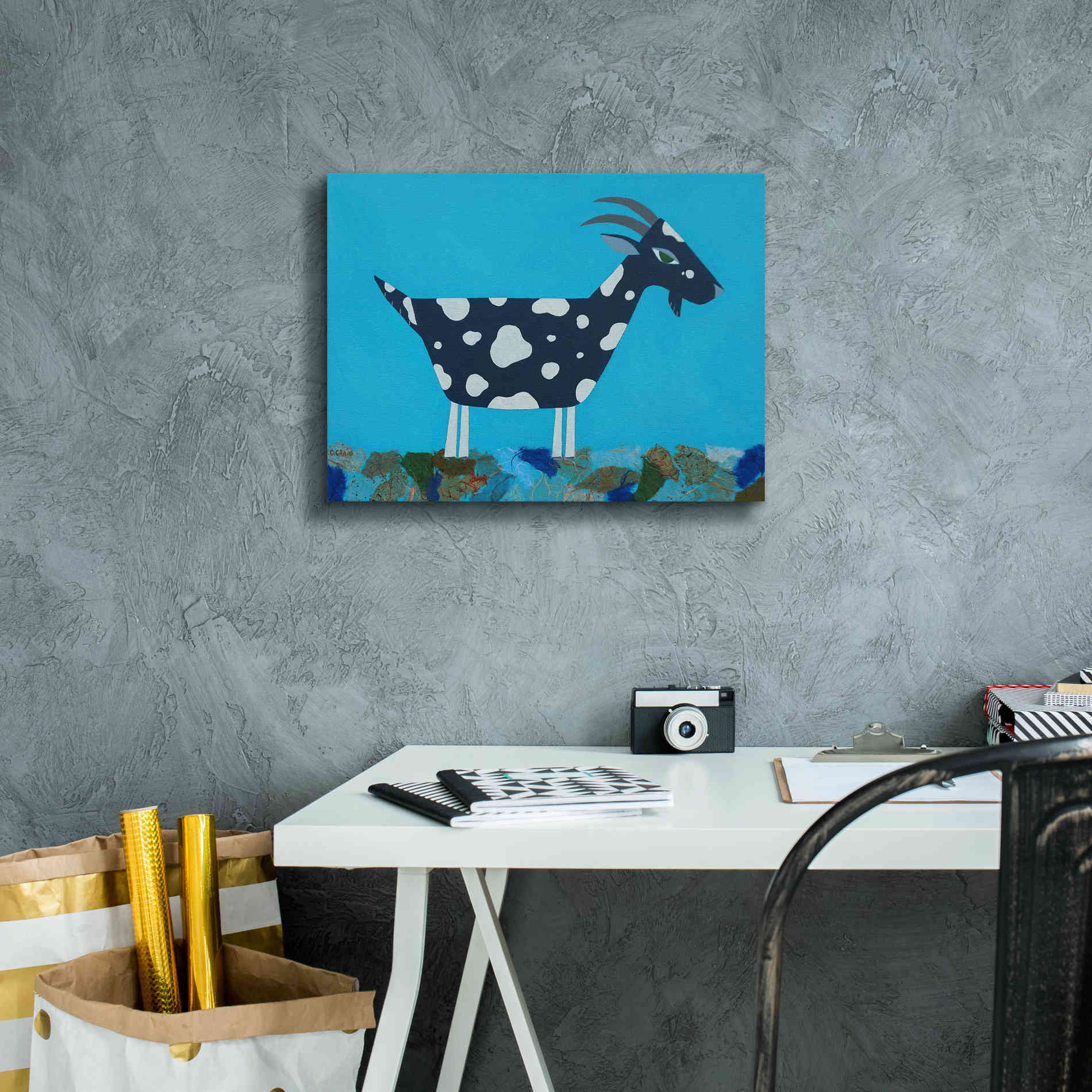 'Fergus The Goat by Casey Craig Giclee Canvas Wall Art,16 x 12