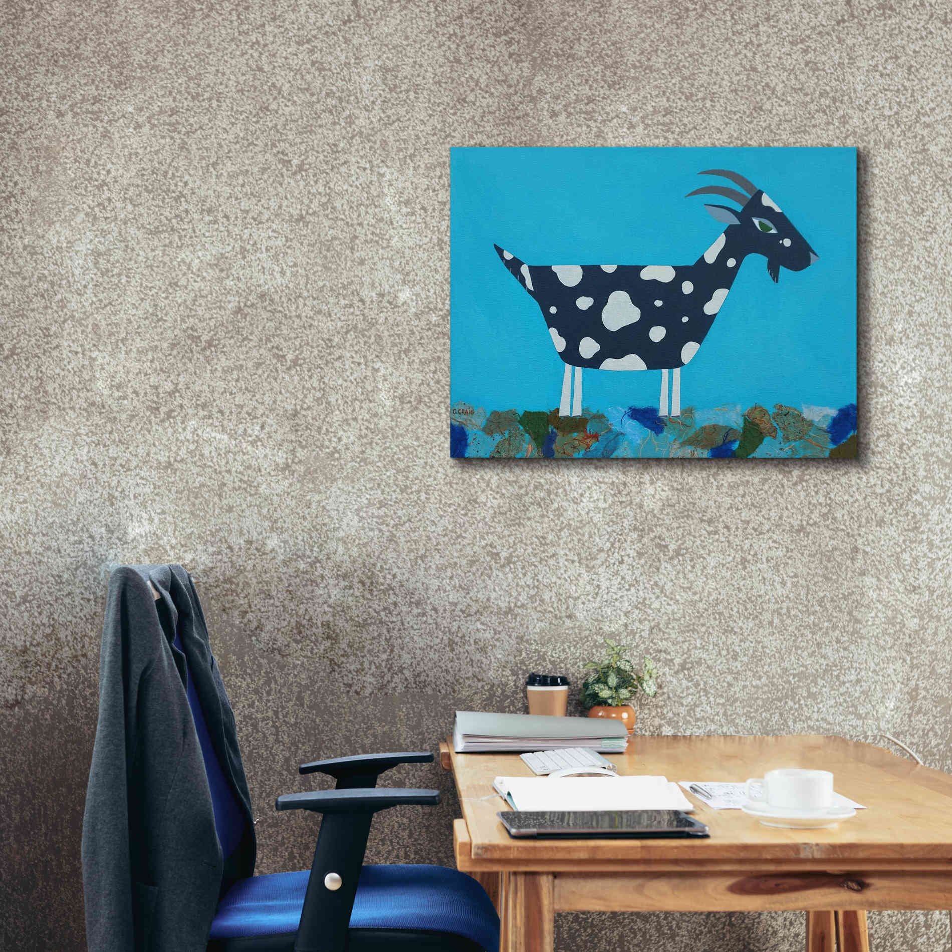 'Fergus The Goat by Casey Craig Giclee Canvas Wall Art,34 x 26