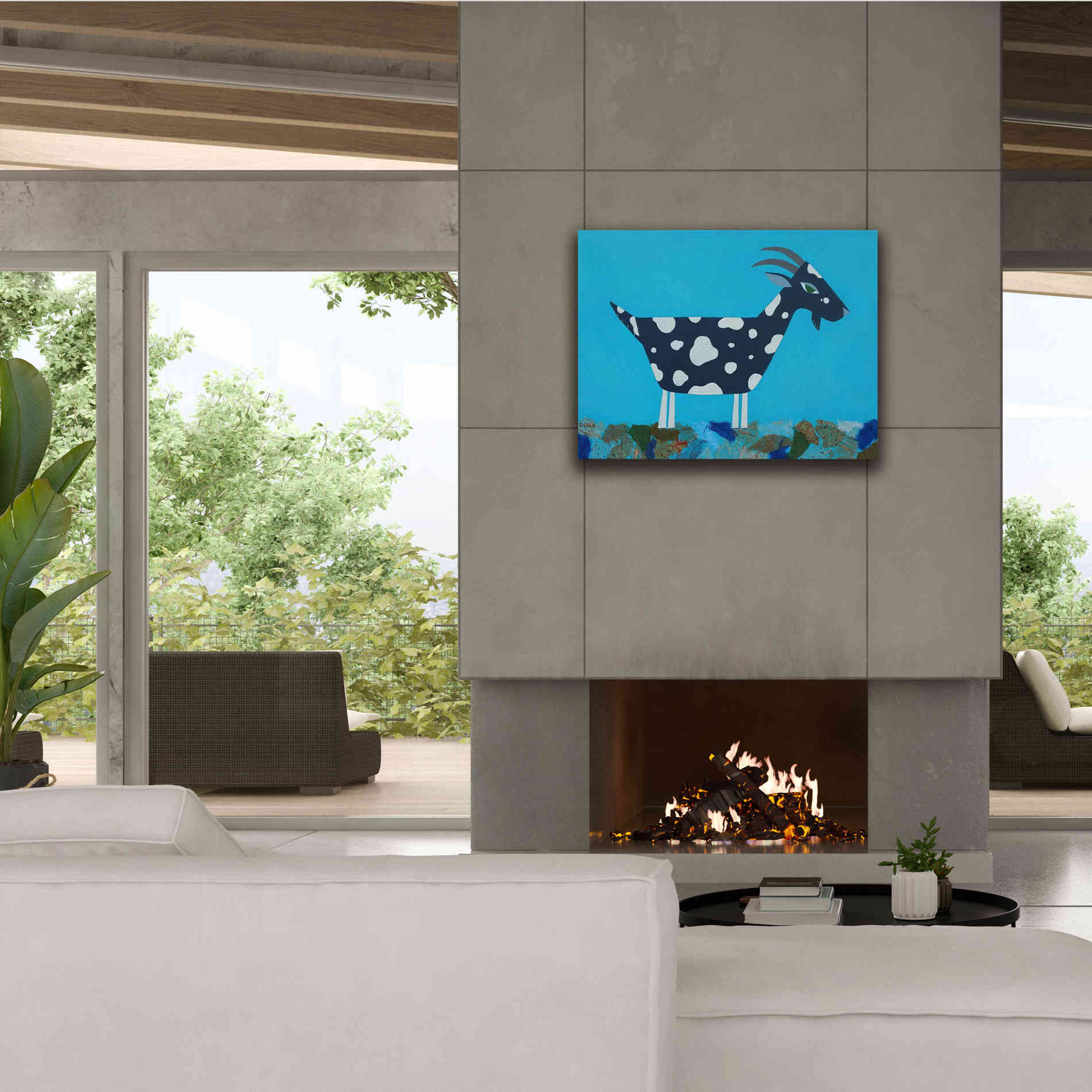 'Fergus The Goat by Casey Craig Giclee Canvas Wall Art,34 x 26