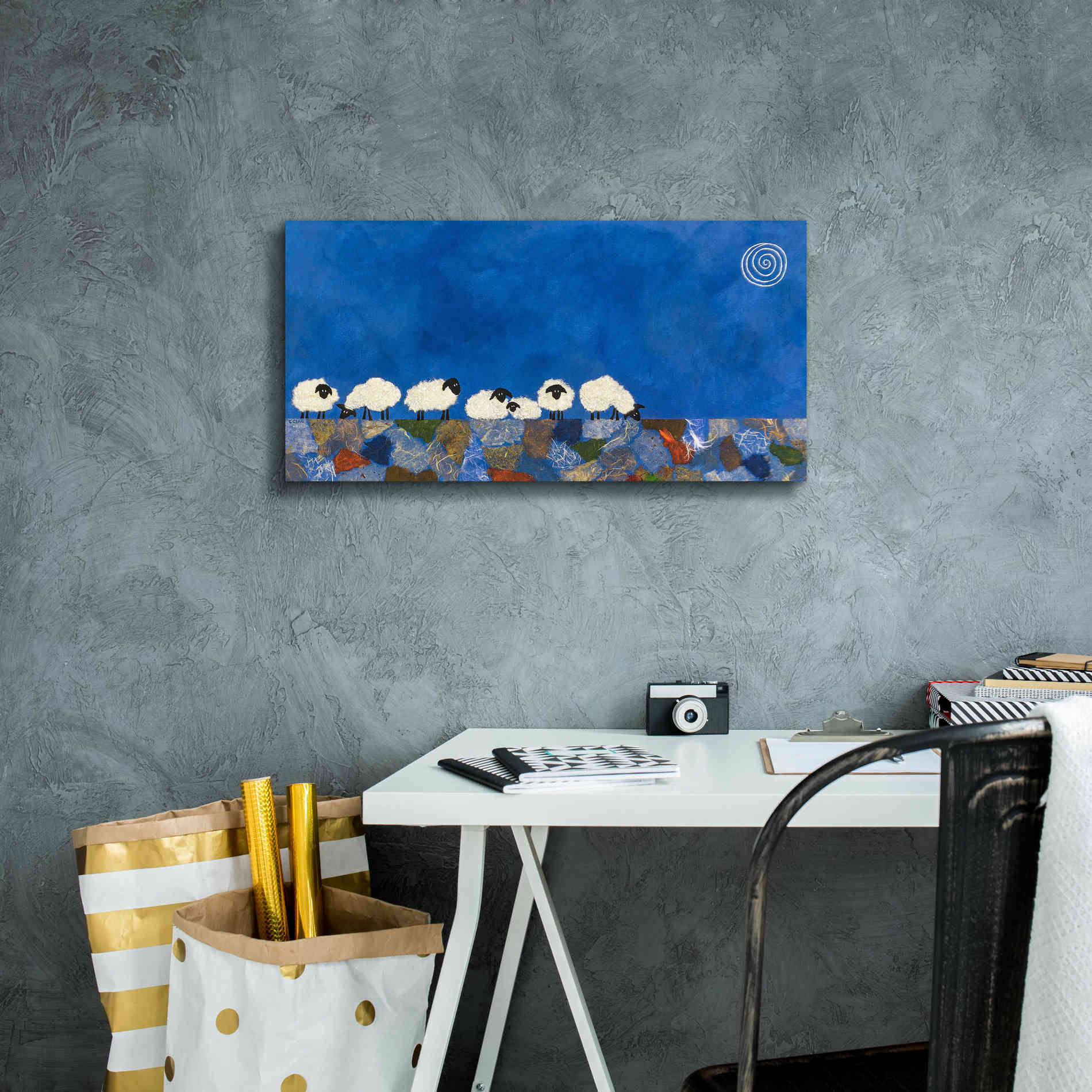 'Feeling Sheepish by Casey Craig Giclee Canvas Wall Art,24 x 12