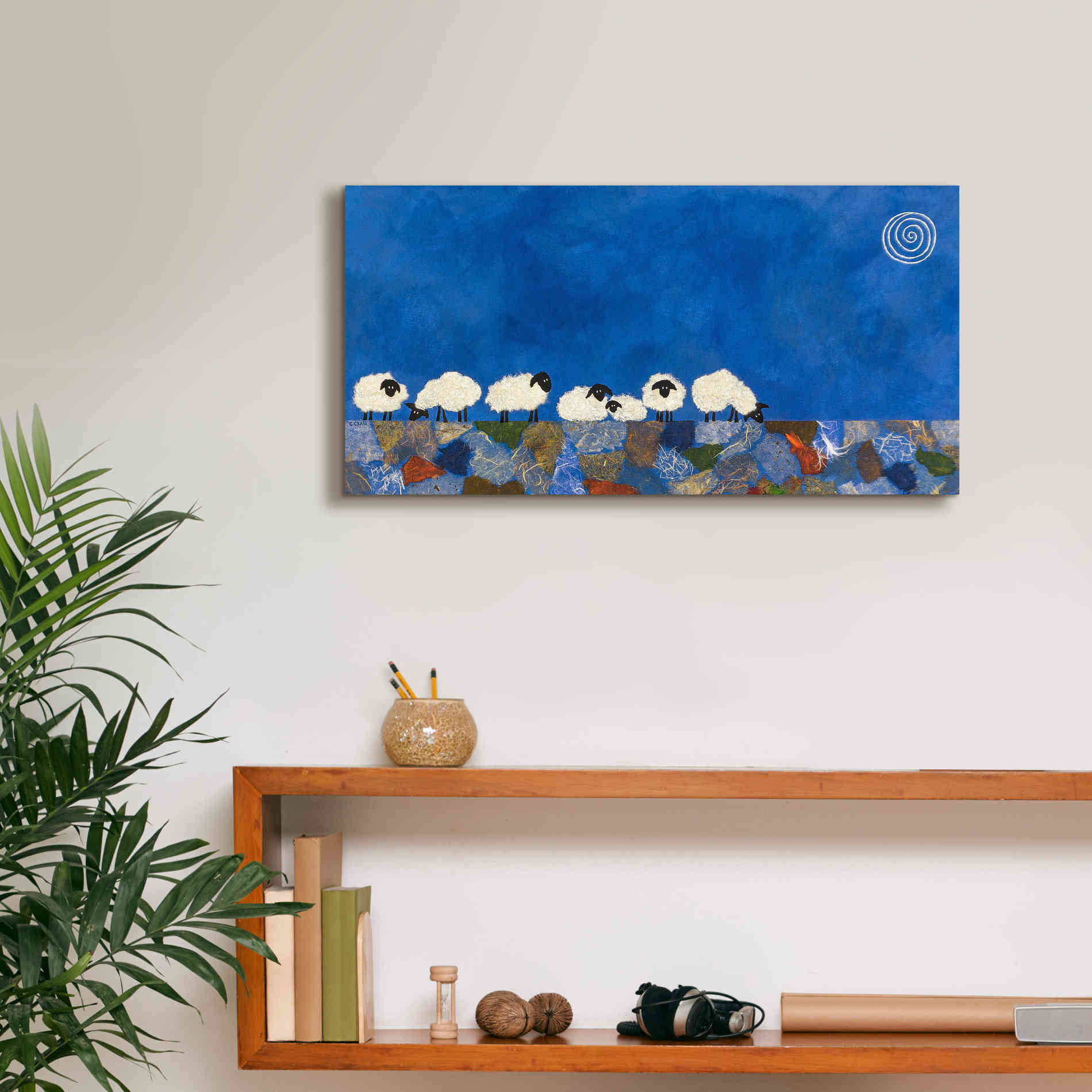 'Feeling Sheepish by Casey Craig Giclee Canvas Wall Art,24 x 12