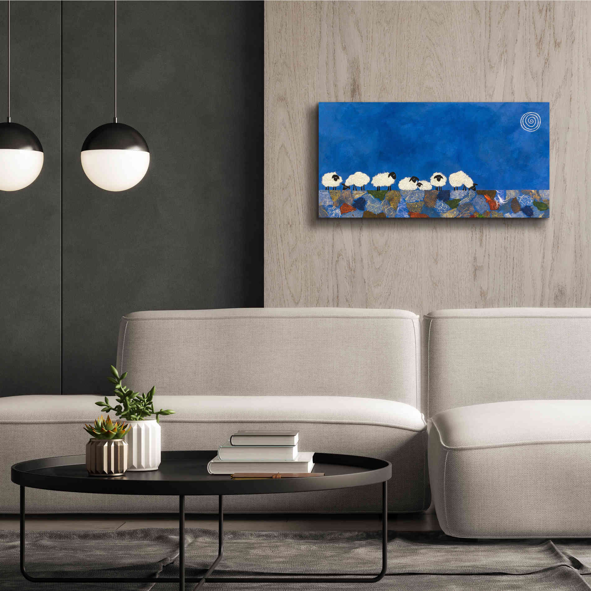 'Feeling Sheepish by Casey Craig Giclee Canvas Wall Art,40 x 20