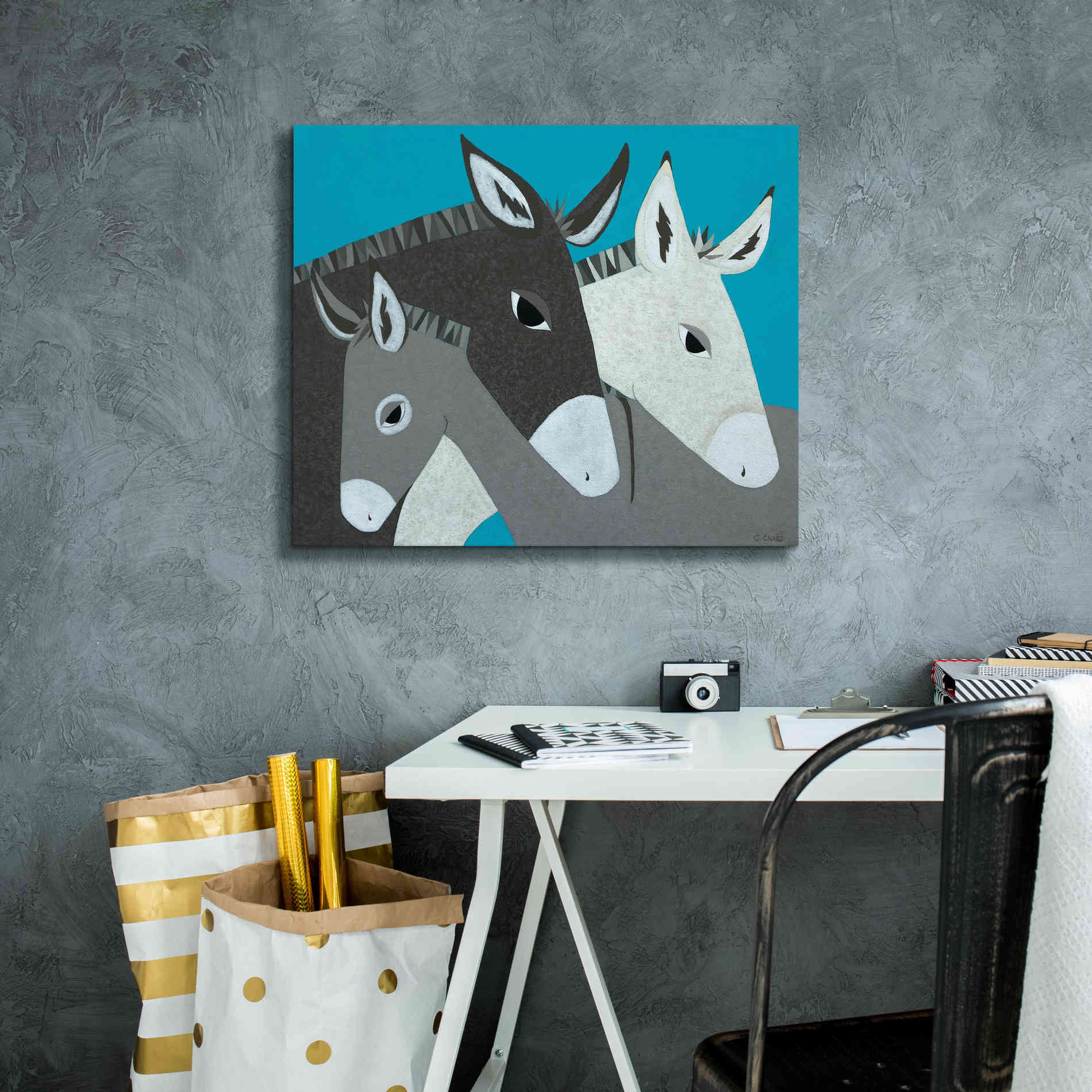 'Donkey Family by Casey Craig Giclee Canvas Wall Art,24 x 20