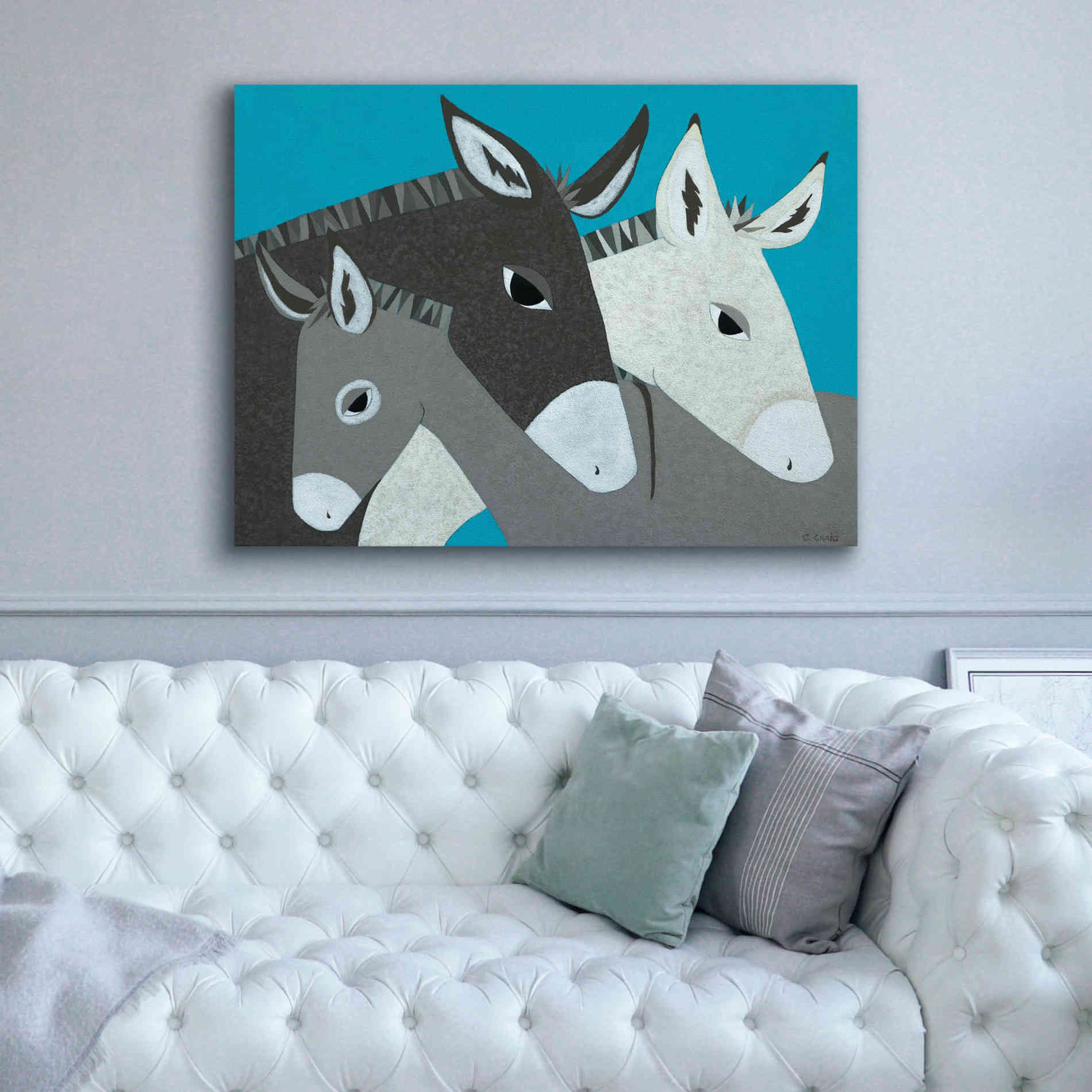 'Donkey Family by Casey Craig Giclee Canvas Wall Art,54 x 40