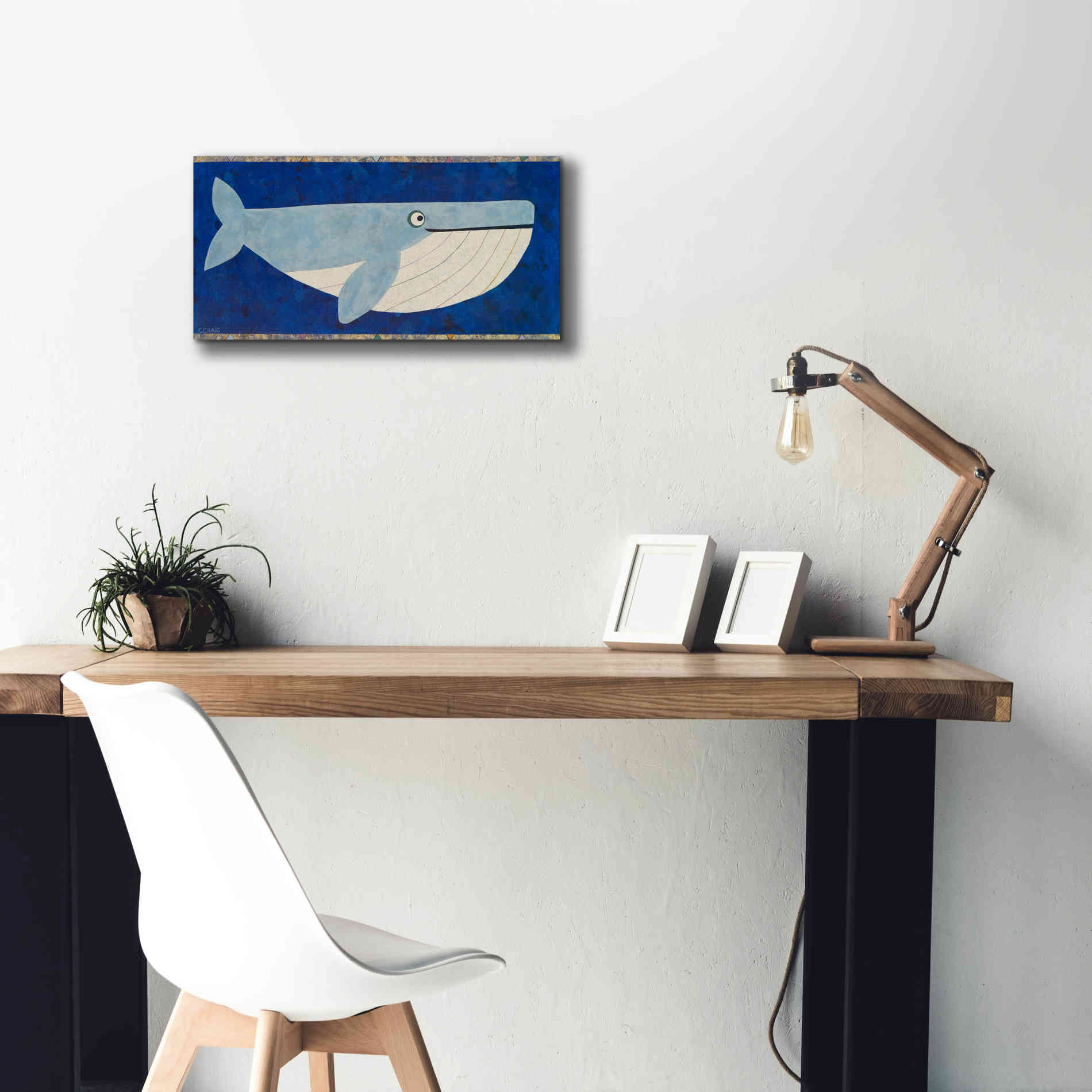 'Wendell the Whale by Casey Craig Giclee Canvas Wall Art,24 x 12