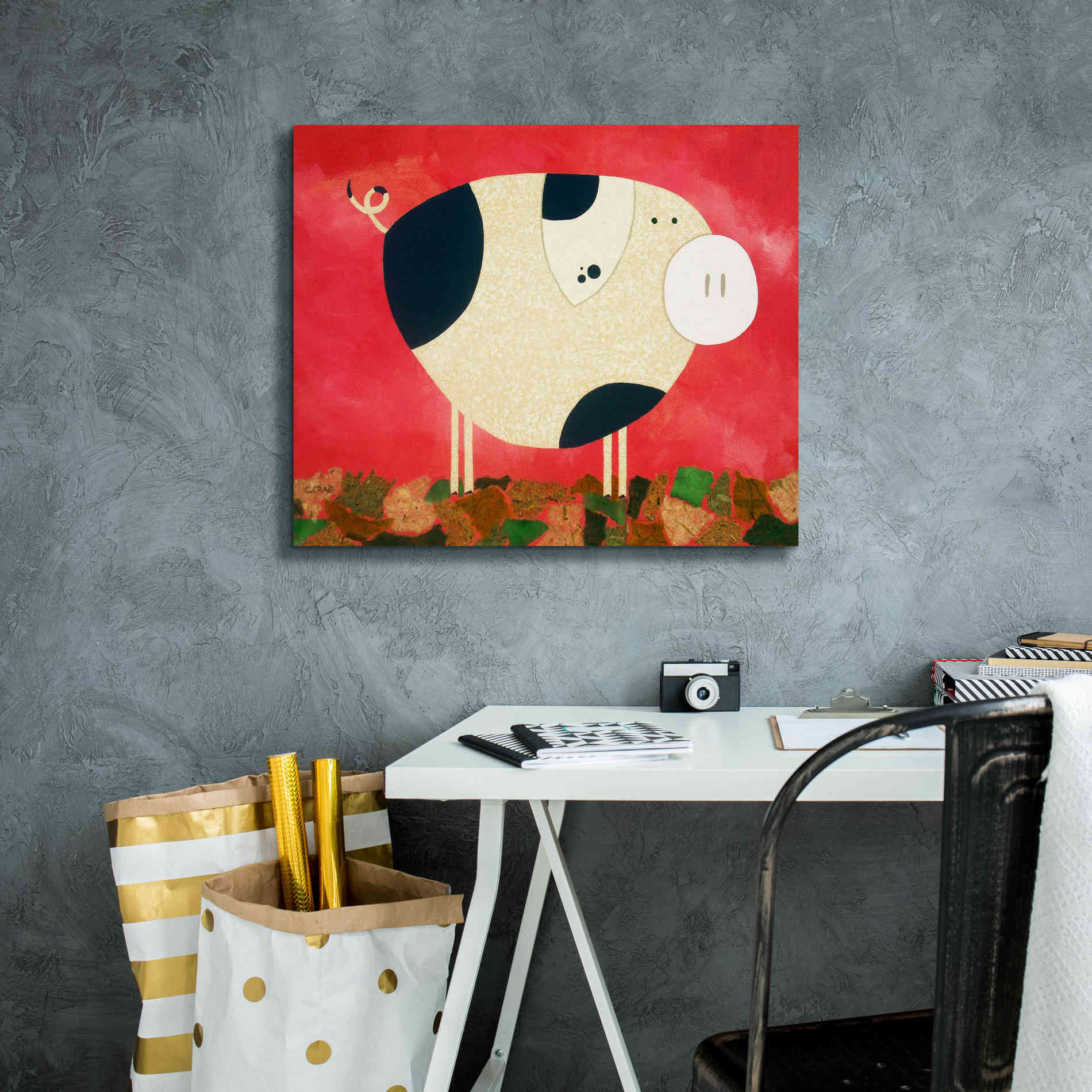 'Pig Newton by Casey Craig Giclee Canvas Wall Art,24 x 20