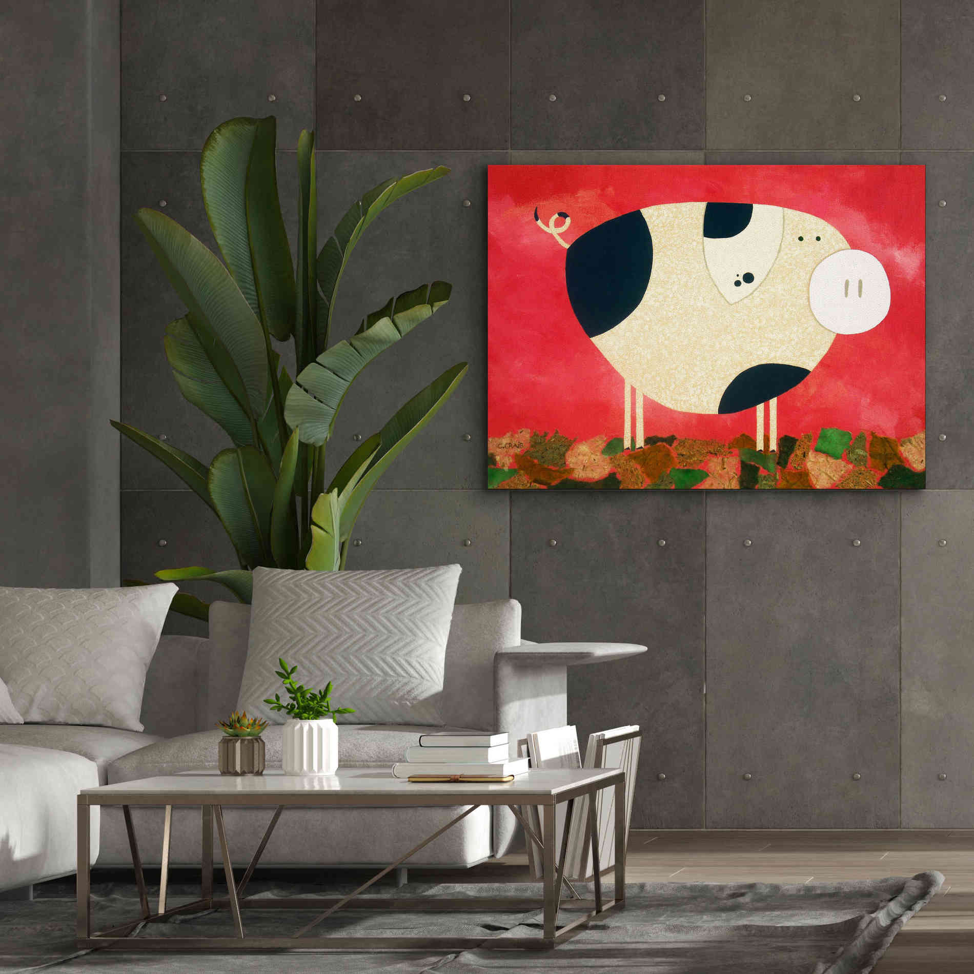 'Pig Newton by Casey Craig Giclee Canvas Wall Art,54 x 40