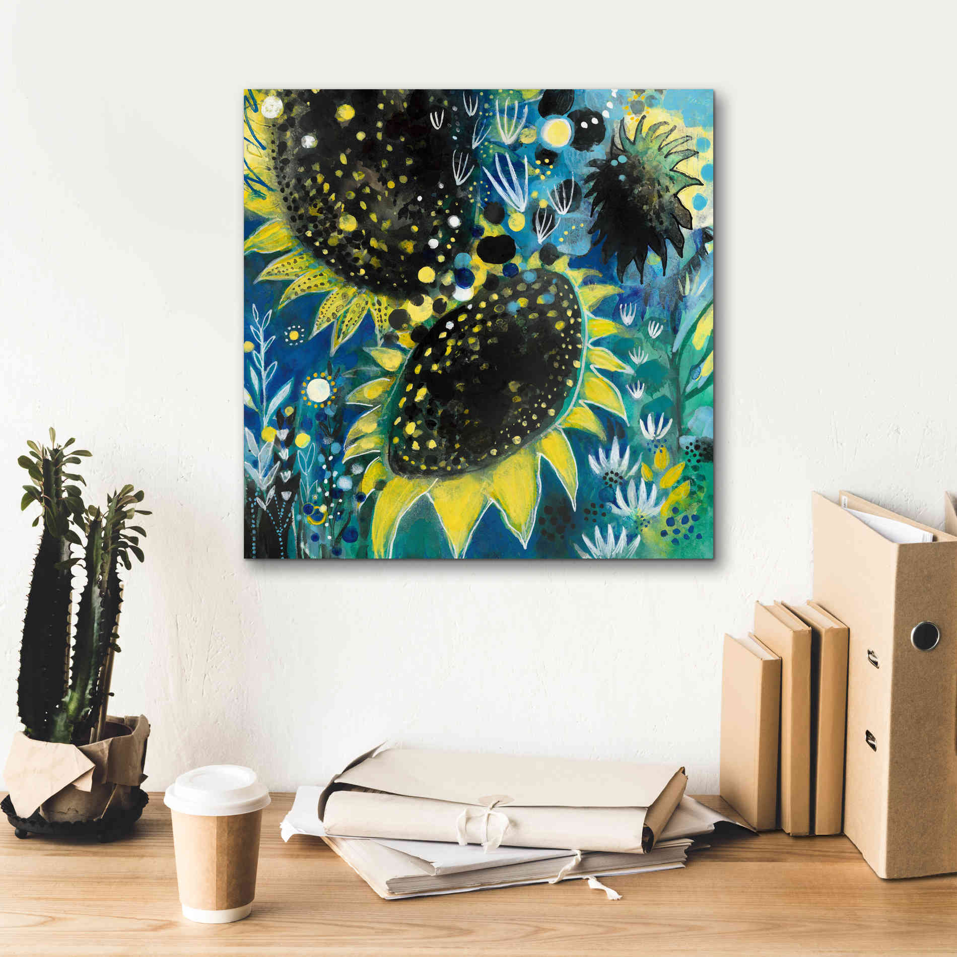 'Sunflower Kisses by Corina Capri Giclee Canvas Wall Art,18 x 18