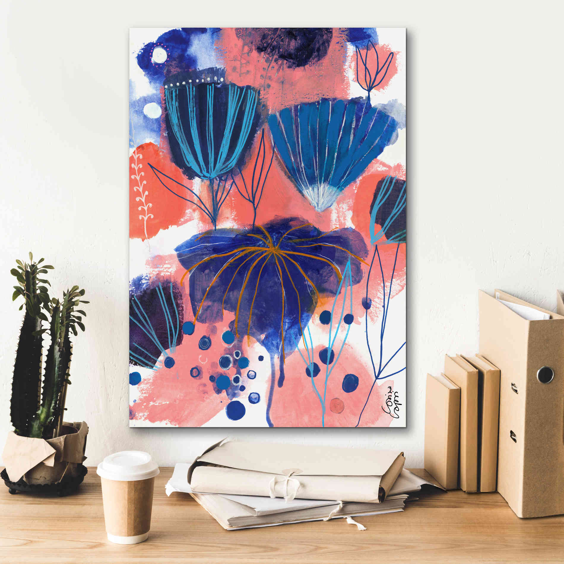 'Blumen Blues by Corina Capri Giclee Canvas Wall Art,18 x 26