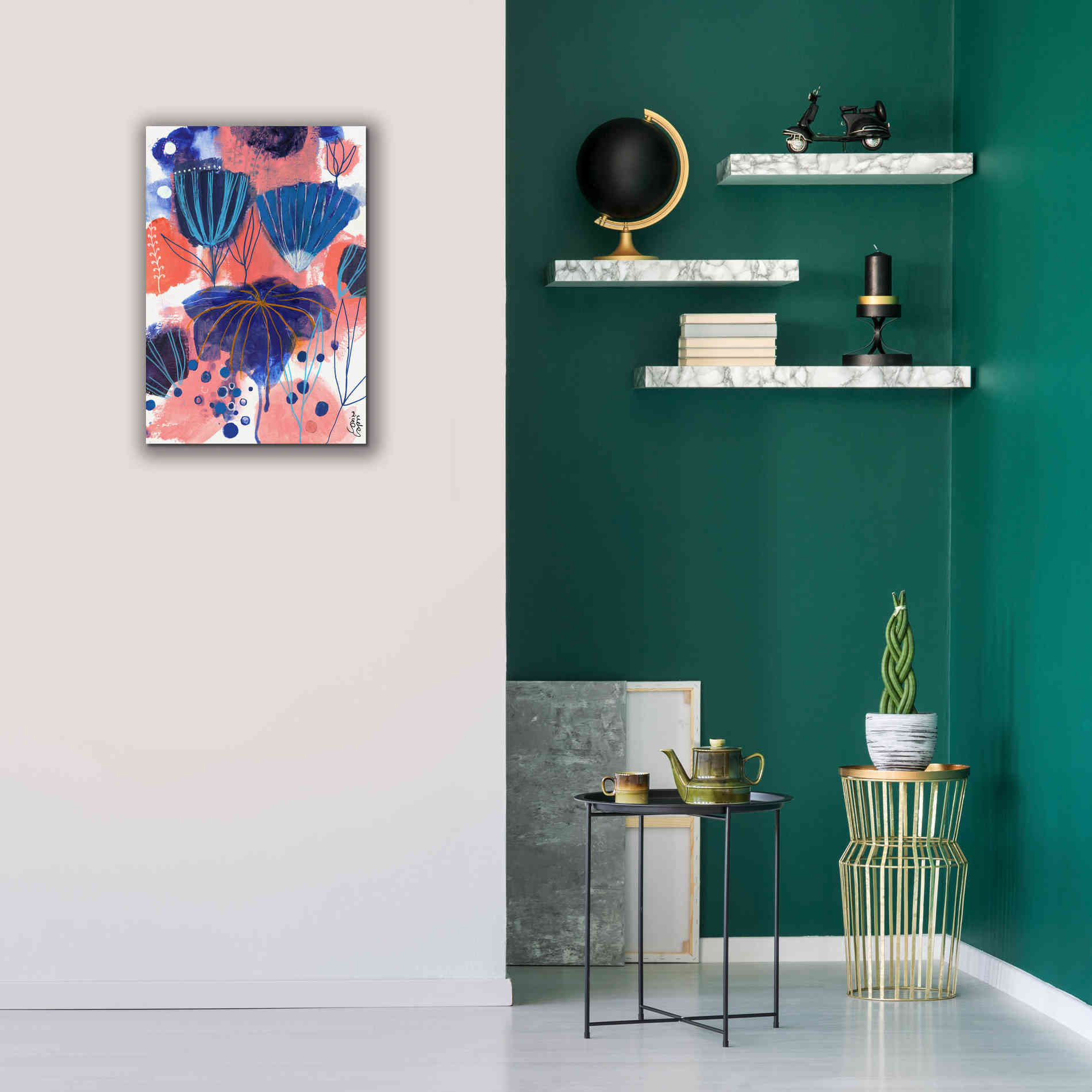 'Blumen Blues by Corina Capri Giclee Canvas Wall Art,18 x 26