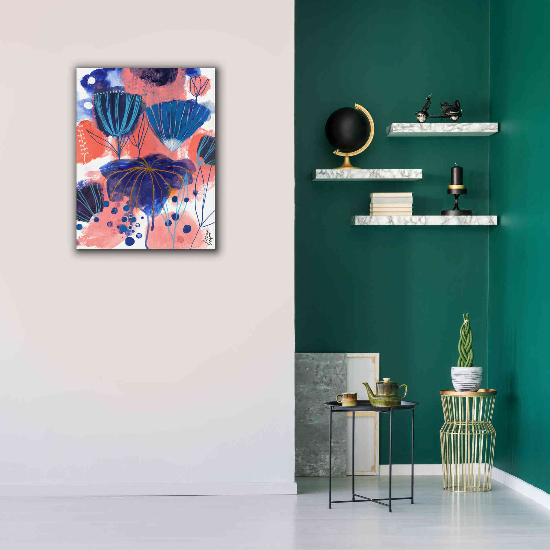 'Blumen Blues by Corina Capri Giclee Canvas Wall Art,26 x 34