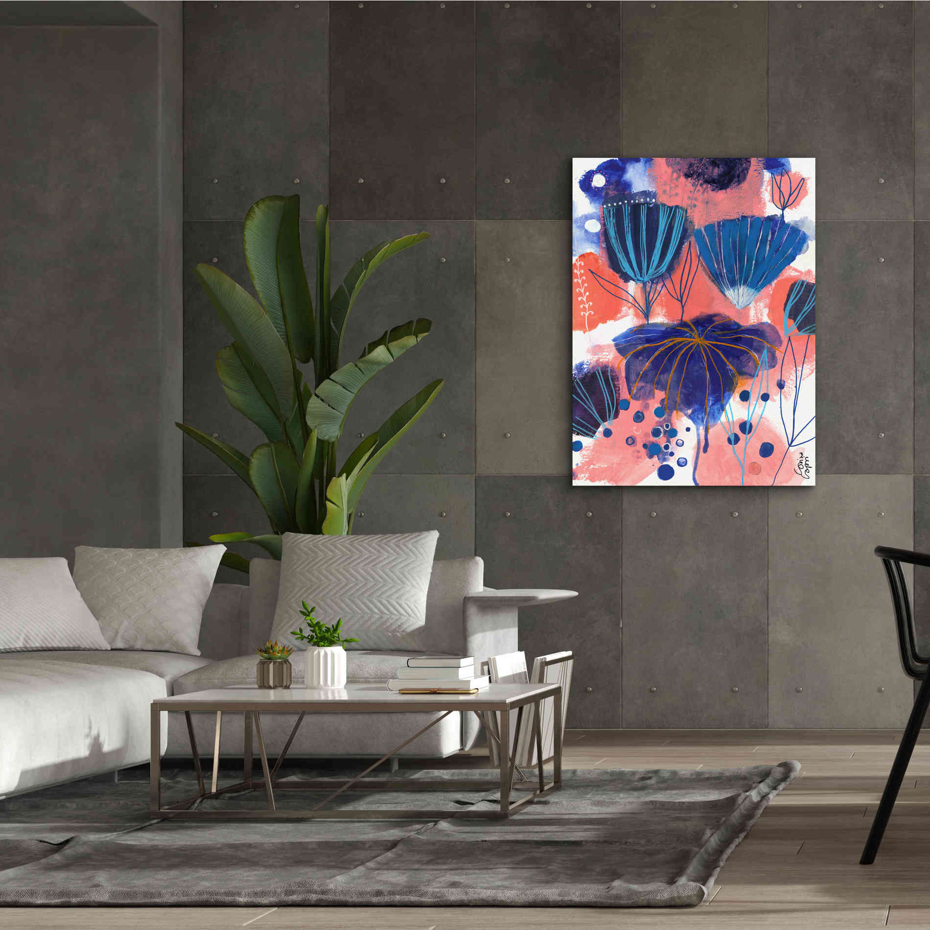 'Blumen Blues by Corina Capri Giclee Canvas Wall Art,40 x 54