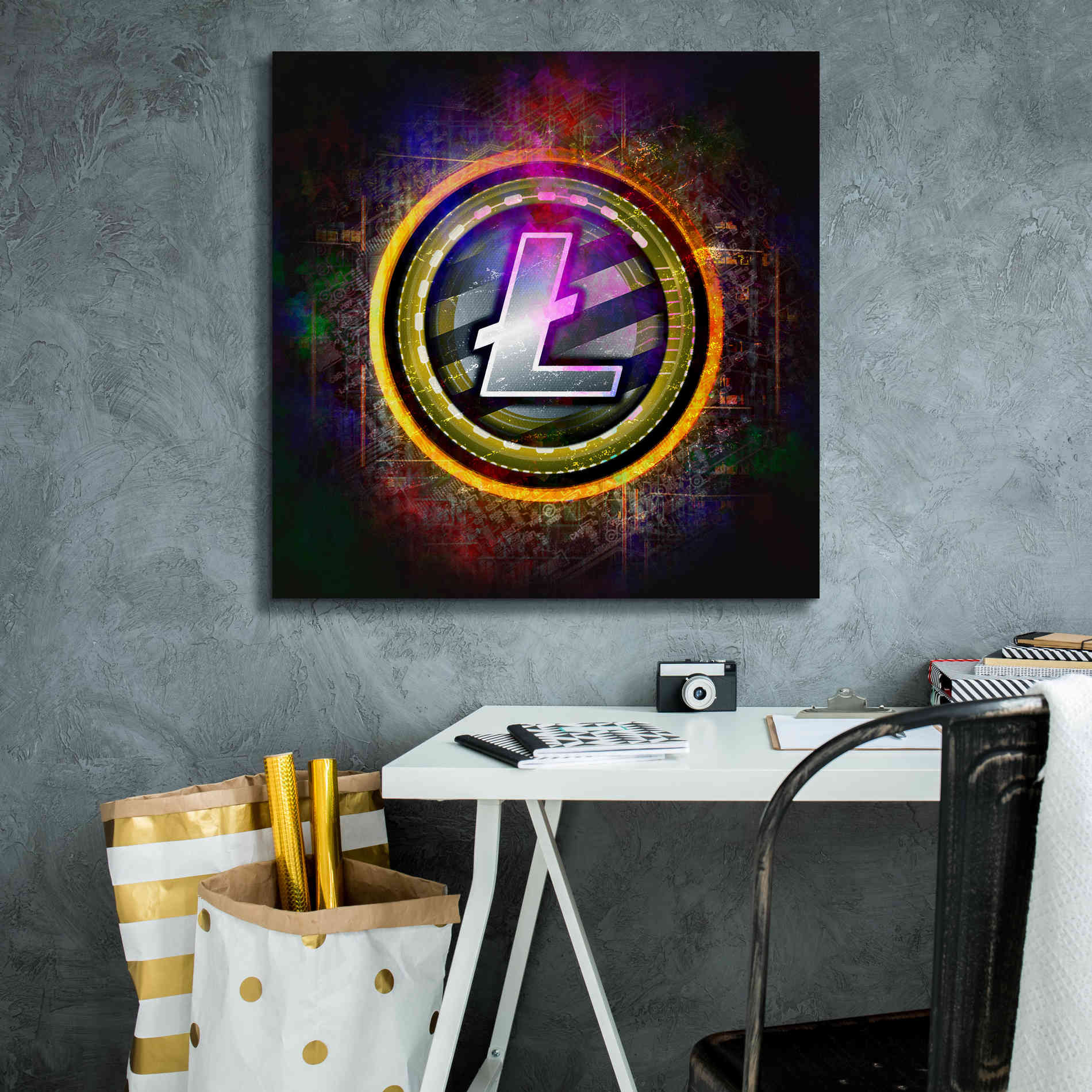 Epic Graffiti'Litecoin Better Than Gold' by Epic Portfolio Giclee Canvas Wall Art,26 x 26