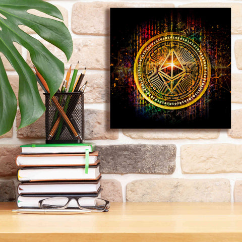 Image of Epic Graffiti'Ethereum Better Than Gold' by Epic Portfolio Giclee Canvas Wall Art,12 x 12