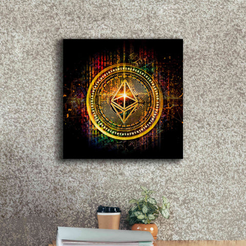 Image of Epic Graffiti'Ethereum Better Than Gold' by Epic Portfolio Giclee Canvas Wall Art,18 x 18