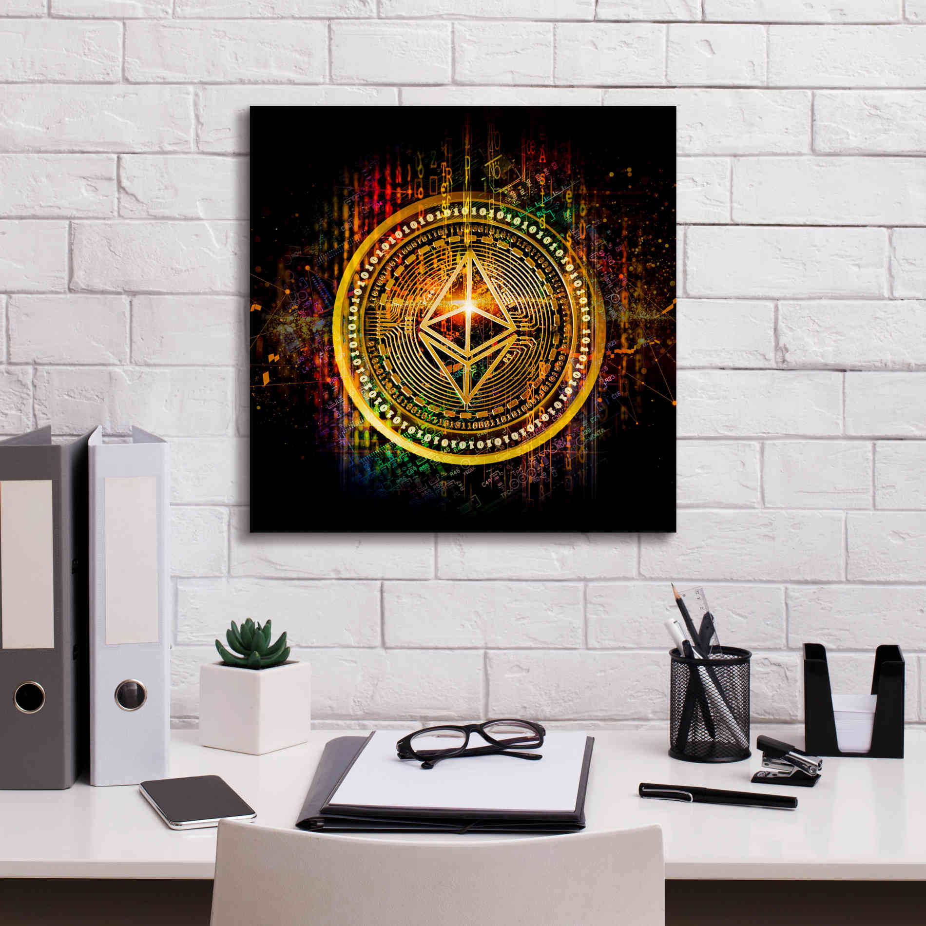 Epic Graffiti'Ethereum Better Than Gold' by Epic Portfolio Giclee Canvas Wall Art,18 x 18