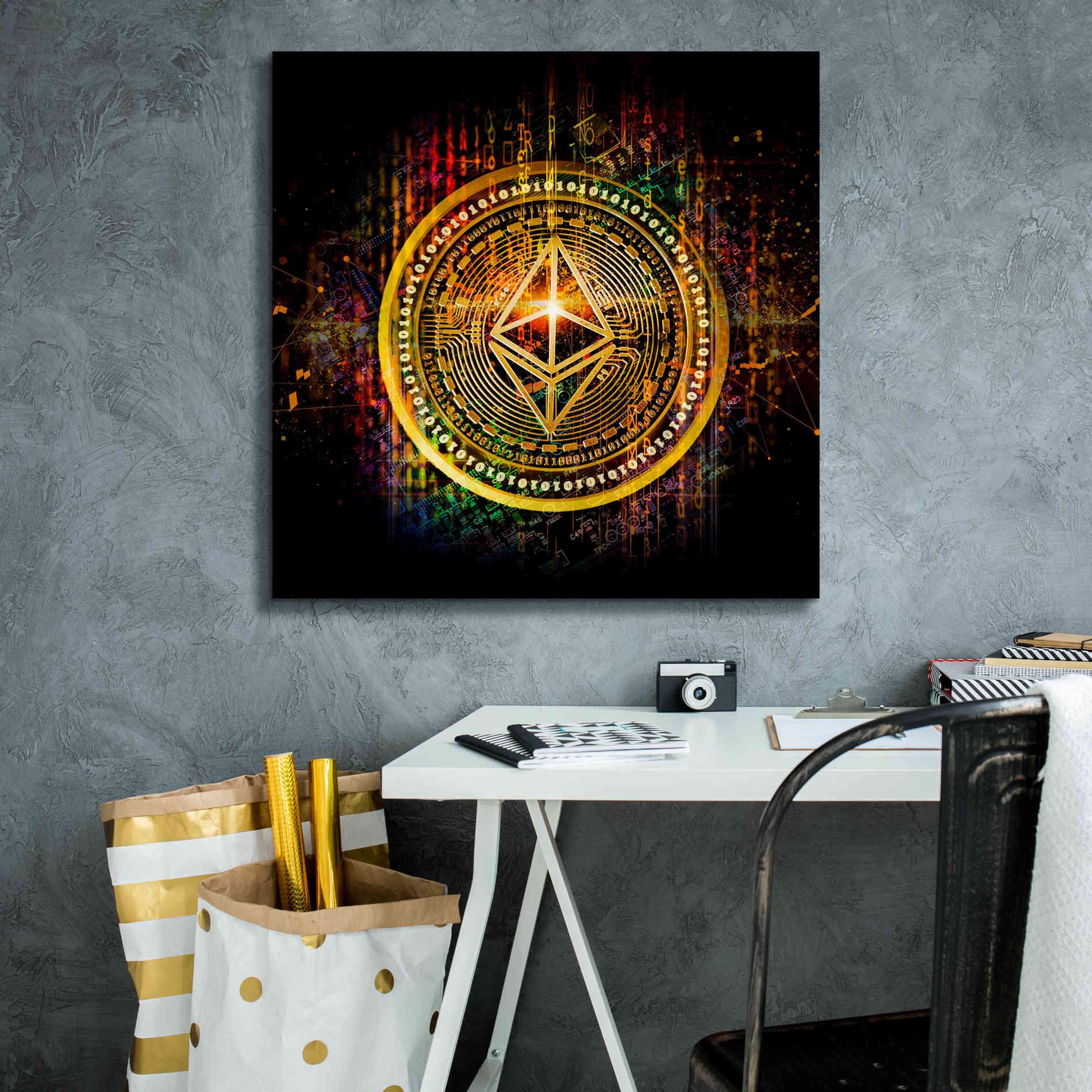 Epic Graffiti'Ethereum Better Than Gold' by Epic Portfolio Giclee Canvas Wall Art,26 x 26