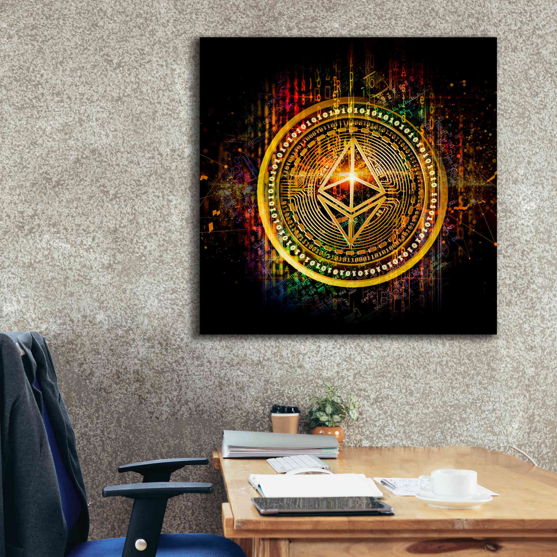 Epic Graffiti'Ethereum Better Than Gold' by Epic Portfolio Giclee Canvas Wall Art,37 x 37