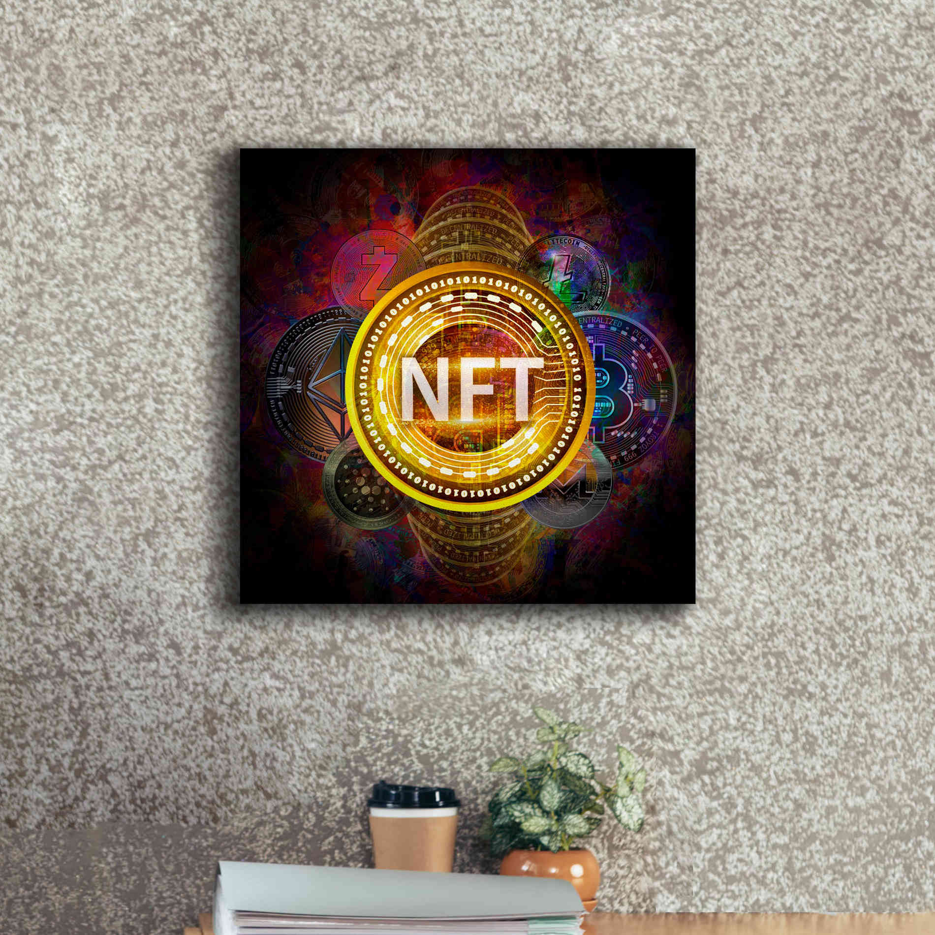 Epic Graffiti'Crypto Pyramid Nft' by Epic Portfolio Giclee Canvas Wall Art,18 x 18
