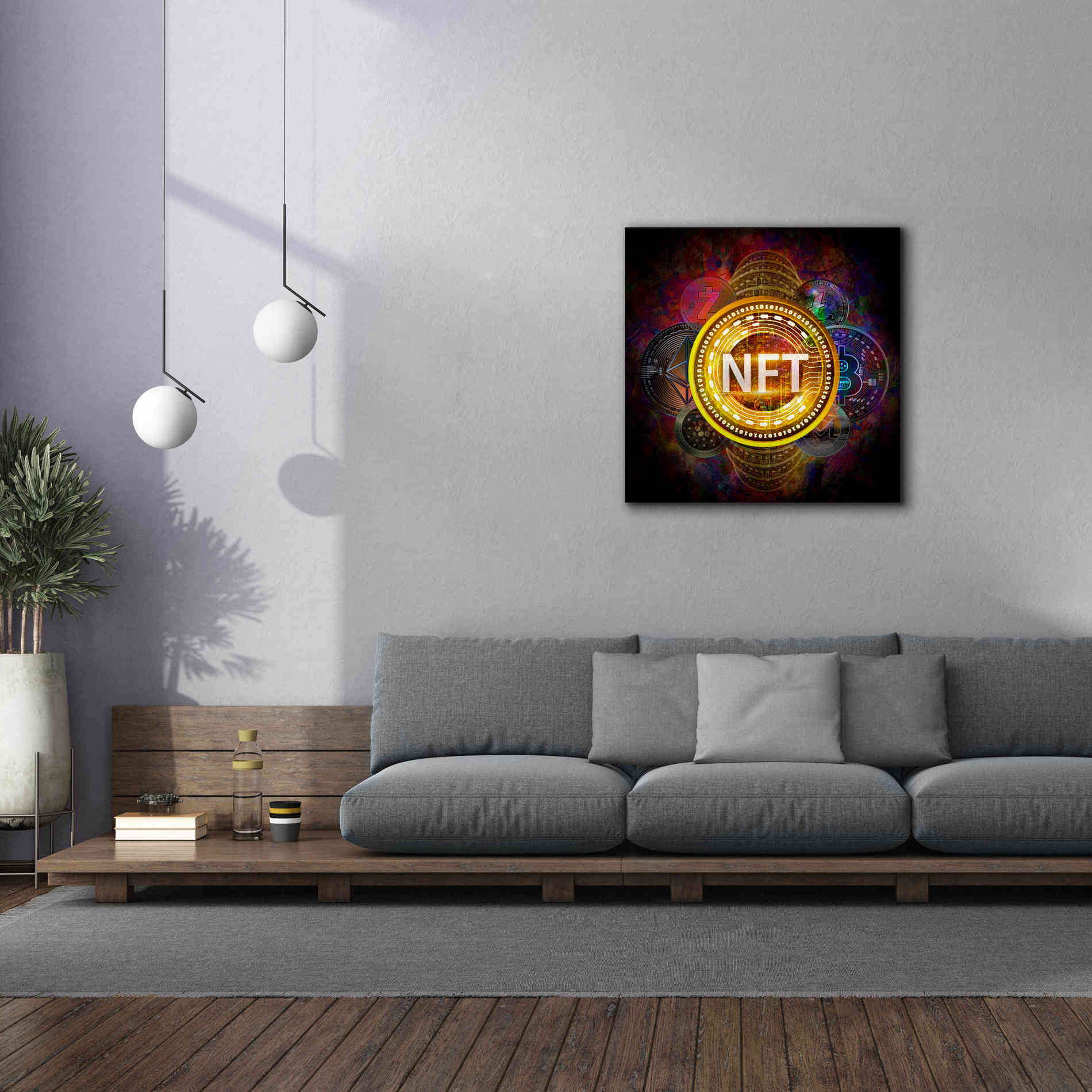 Epic Graffiti'Crypto Pyramid Nft' by Epic Portfolio Giclee Canvas Wall Art,37 x 37